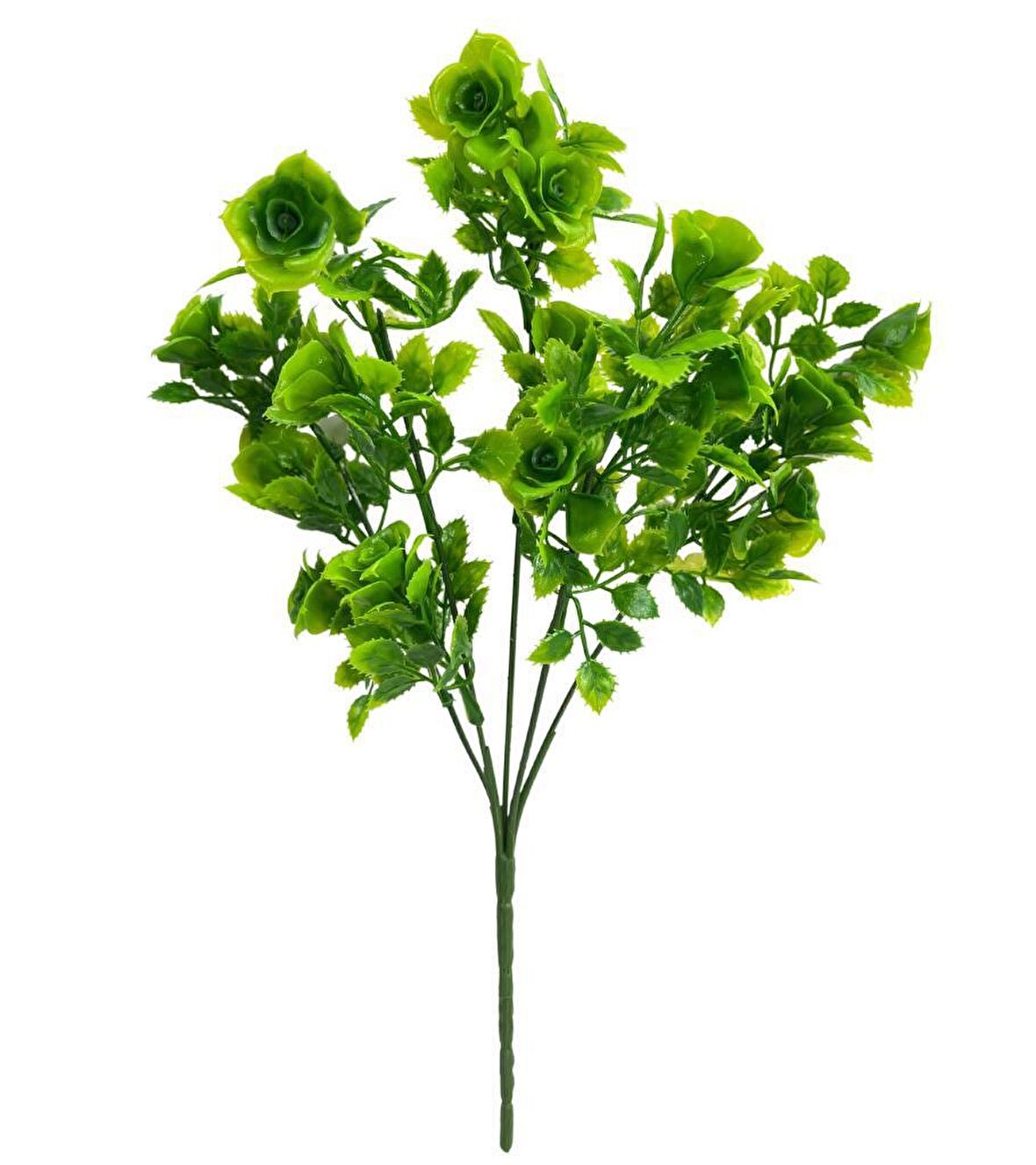 Yapay Çiçek Plastik Yeşil Mini Gül Demeti Garnitür Aradal Dekoratif Yapay Bitki