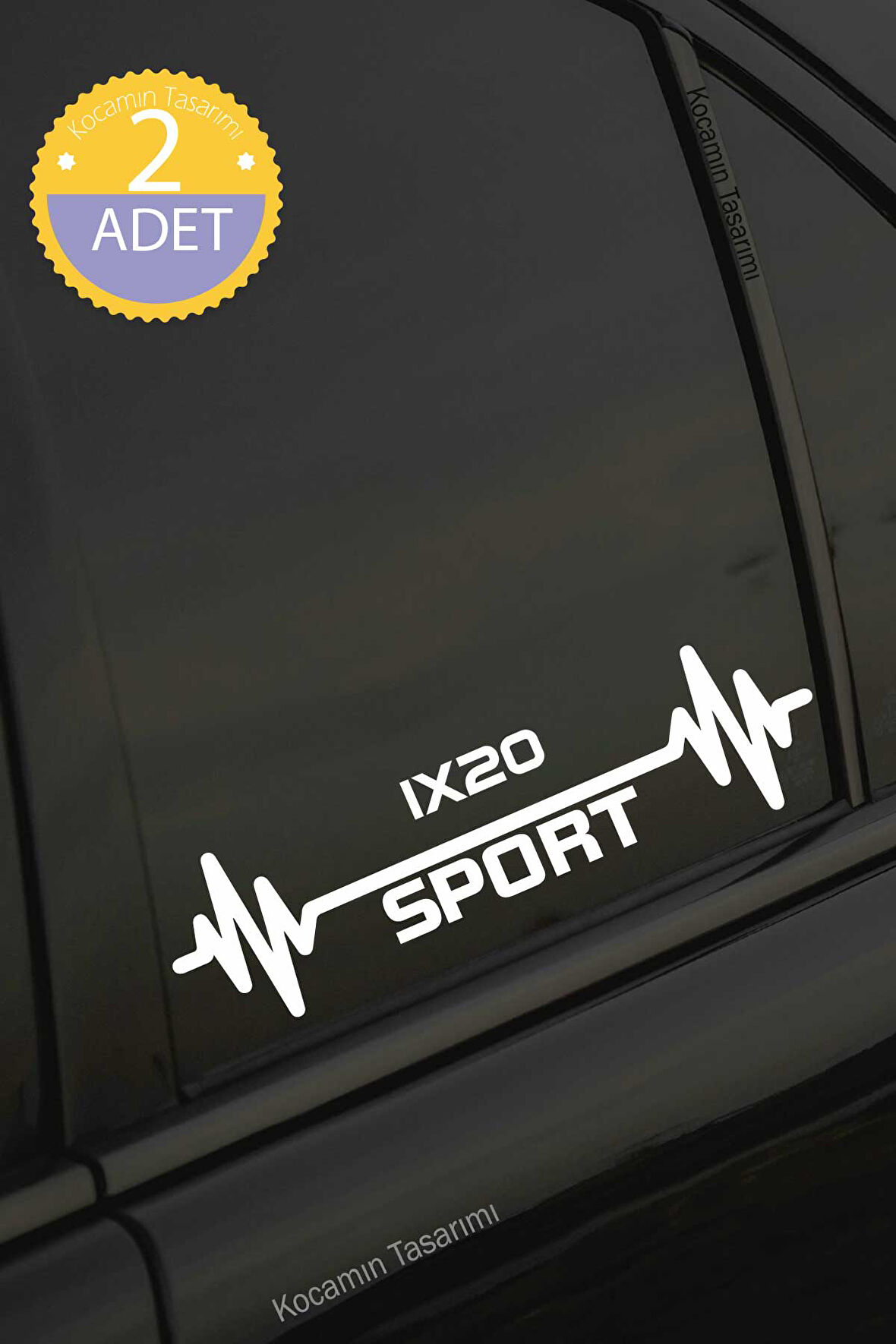 Hyundai ix20 Nabız Kalp Atışı Ritim ix20 Araç Uyumlu Oto Sticker 2 Adet Beyaz 20*7CM