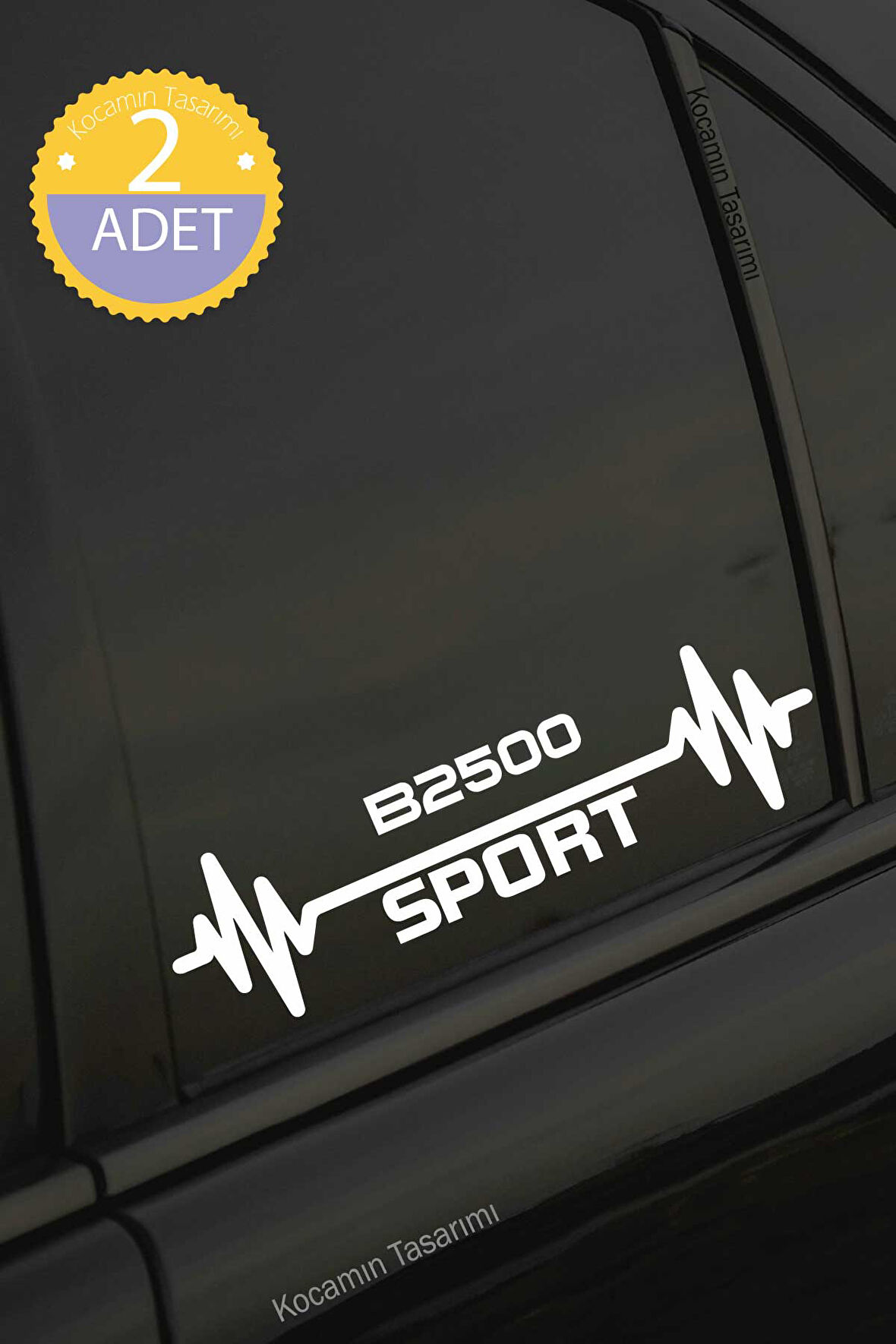 Mazda B2500 Nabız Kalp Atışı Ritim B2500 Araç Uyumlu Oto Sticker 2 Adet Beyaz 20*7CM