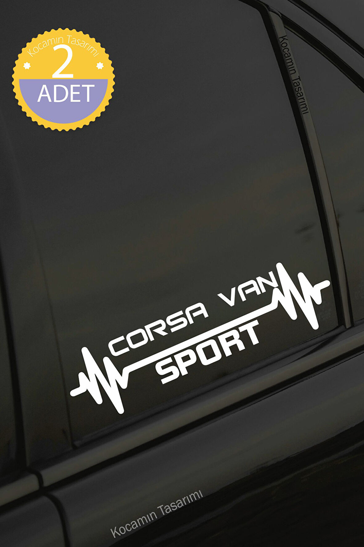 Opel Corsa Van Nabız Kalp Atışı Ritim Corsa Van Araç Uyumlu Oto Sticker 2 Adet Beyaz 20*7CM