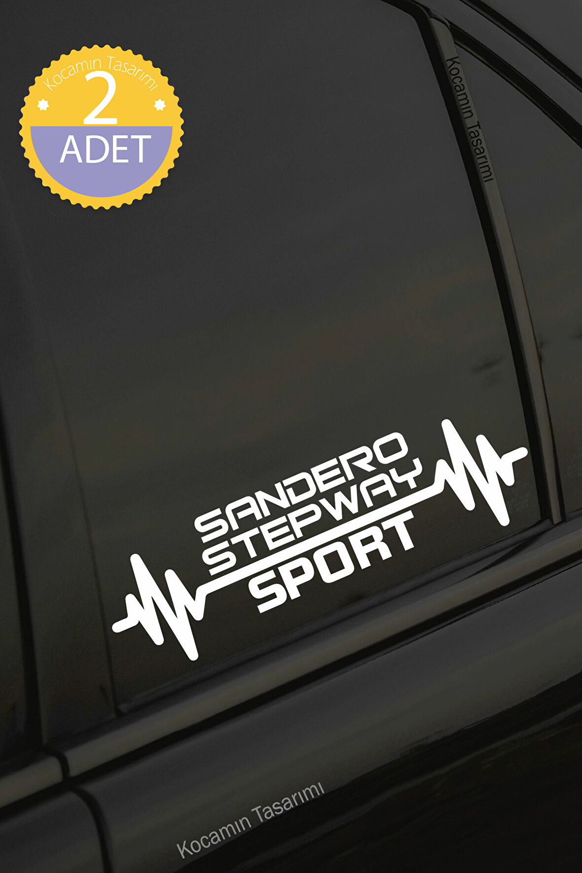 Dacia Sandero Stepway Nabız Kalp Atışı Ritim Sandero Stepway Araç Uyumlu Oto Sticker 2 Adet Beyaz 20*7CM