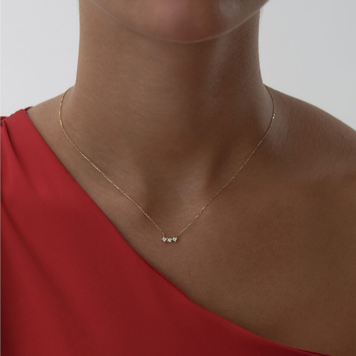 Mini Üç Taşlı Kolye