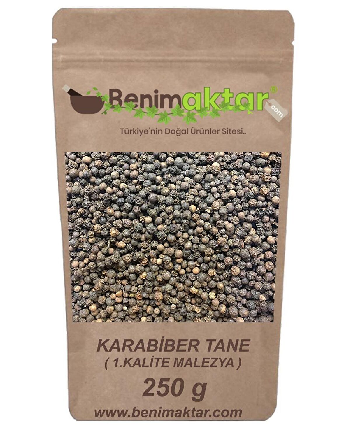 BenimAktar Karabiber Tane Kara Biber 1.Kalite Malezya Malabar Cinsi 250 Gr