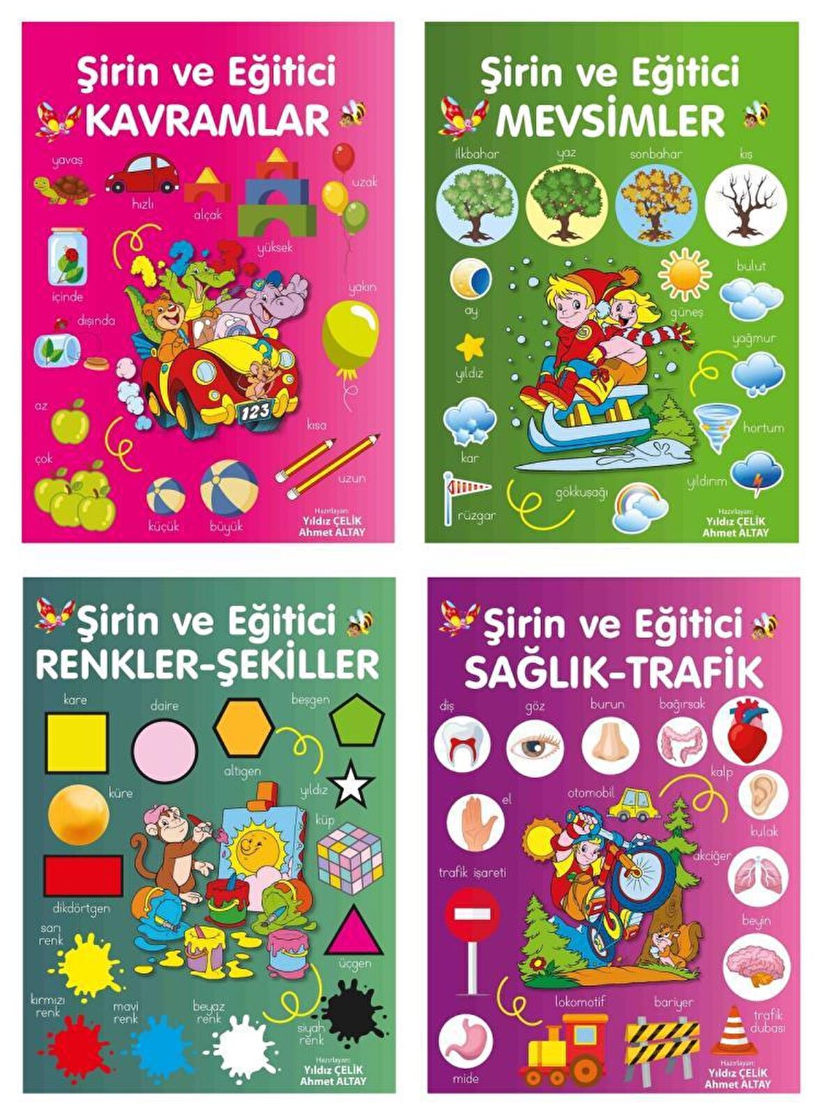 Şirin ve Eğitici Renkler Şekiller Kavramlar Mevsimler Trafik Sağlık Serisi 4 Kitap