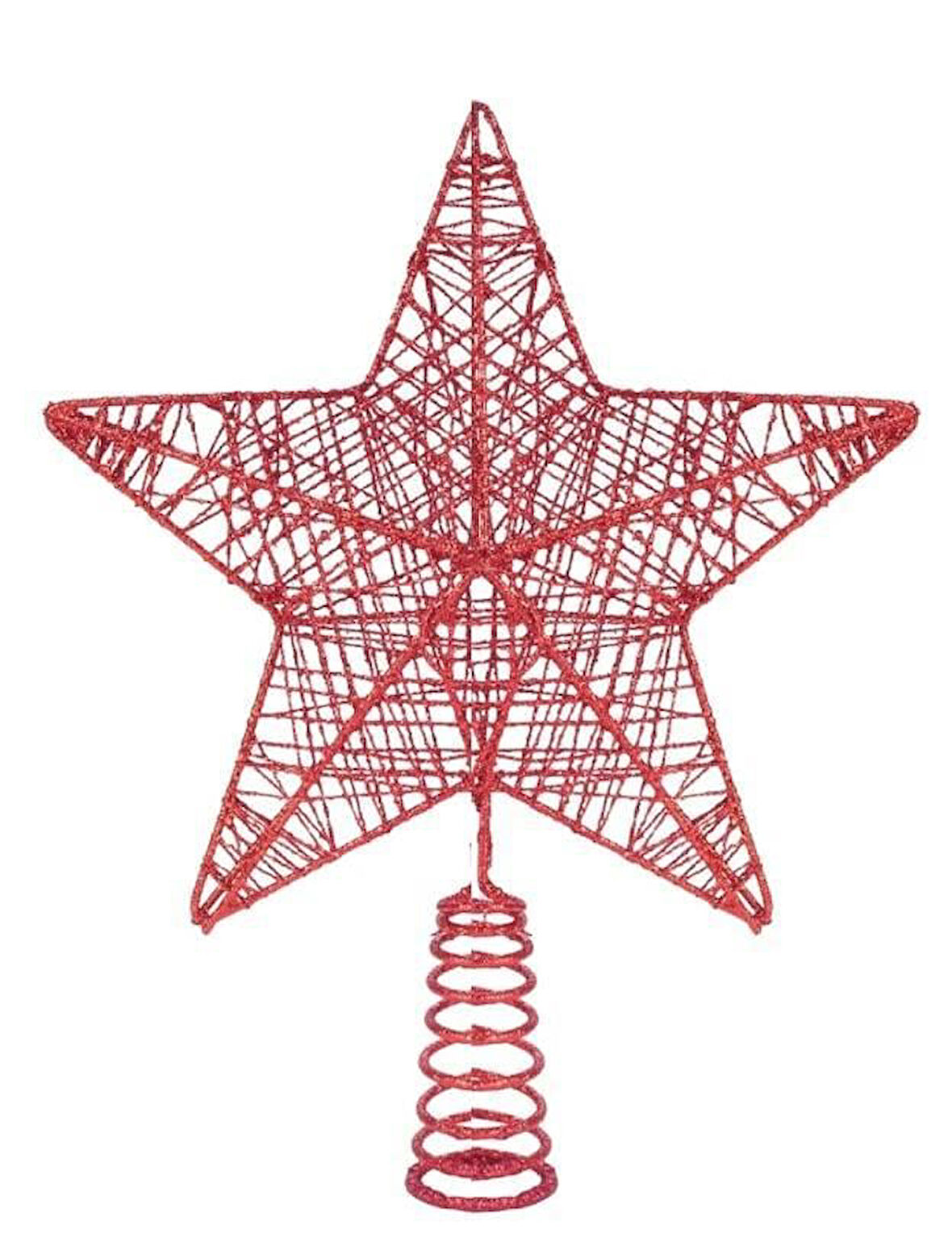 Yılbaşı Ağacı Tepelik - Tel Simli Yaylı Kırmızı, 28 cm