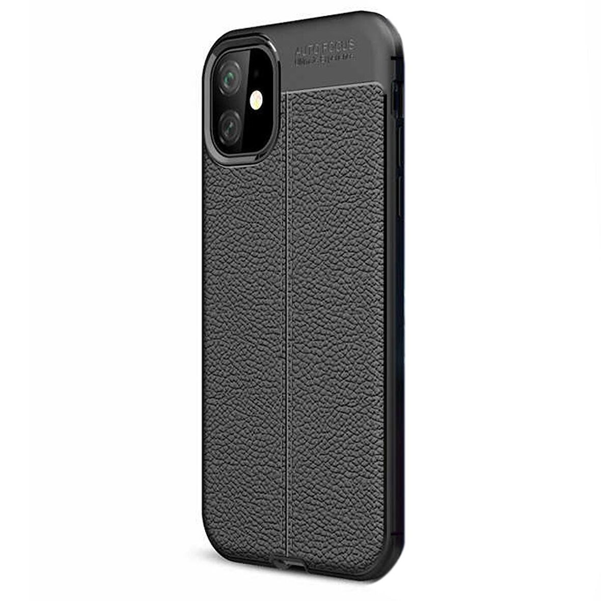 Gpack Apple iPhone 11 Pro Max Kılıf Niss Silikon Deri GörünümlüNano Glass