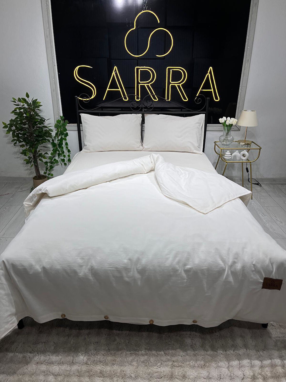 SARRA HOME ÇİFT KİŞİLİK TAŞLAMA NEVRESİM TAKIMI - KREM