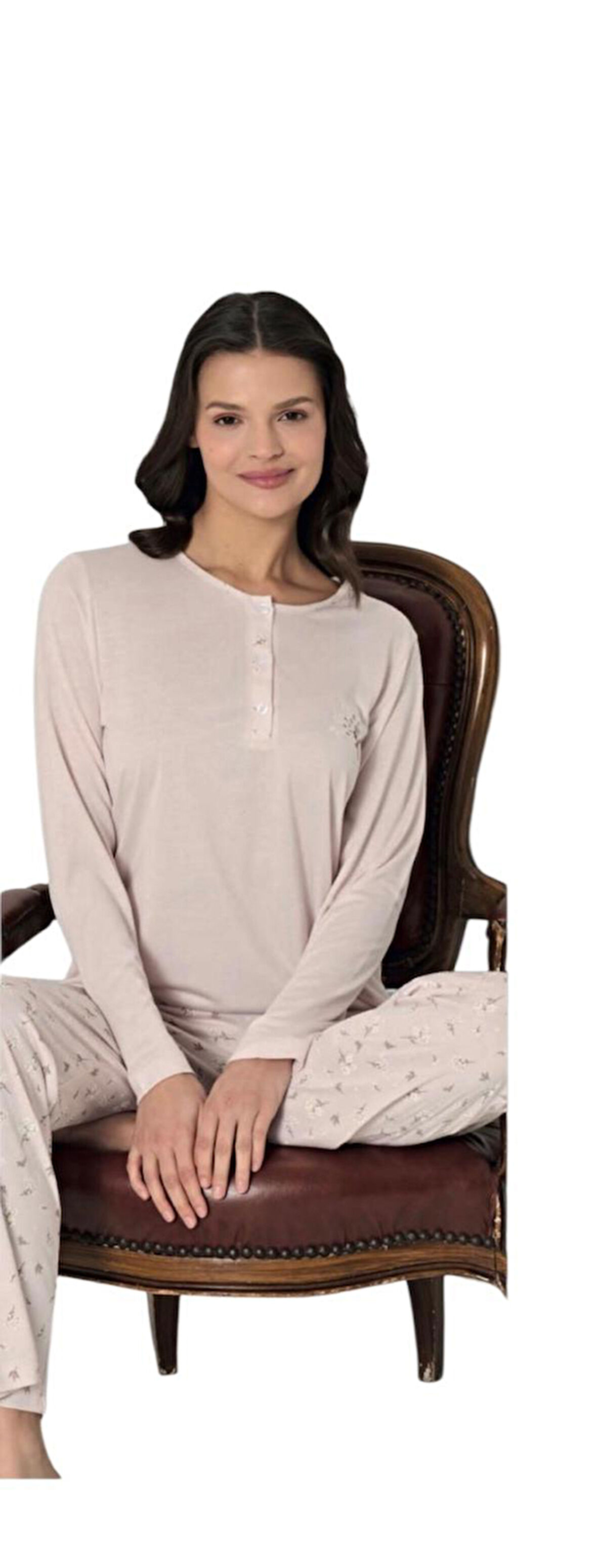 Pijadore Kadın Viskon Uzun Kollu Pijama Takımı 1916