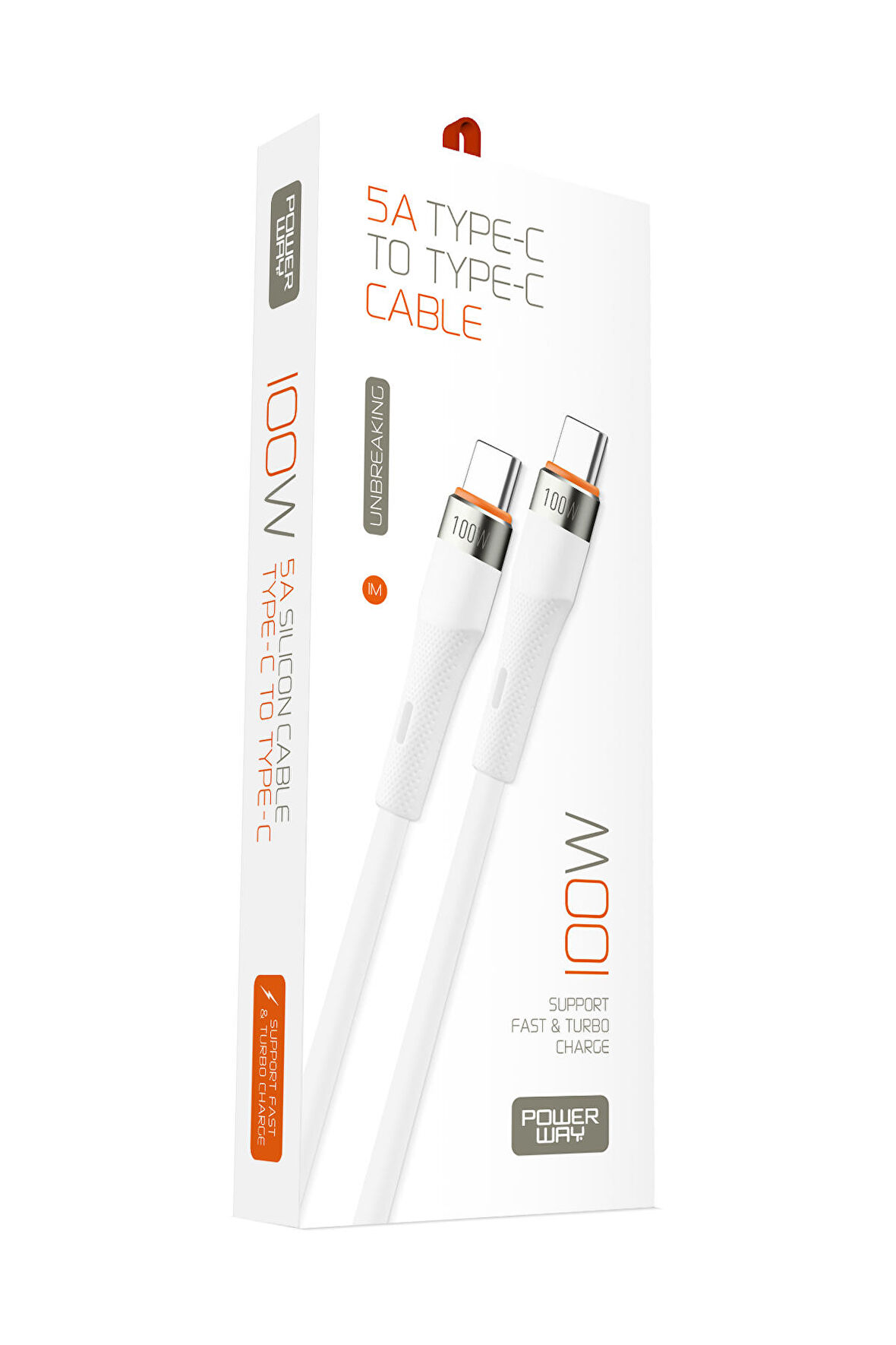 Powerway 100W -5A Süper Hızlı Type C to Type C Turbo Şarj Destekli Type-c  Şarj Kablosu Iphone 15 Uyumlu