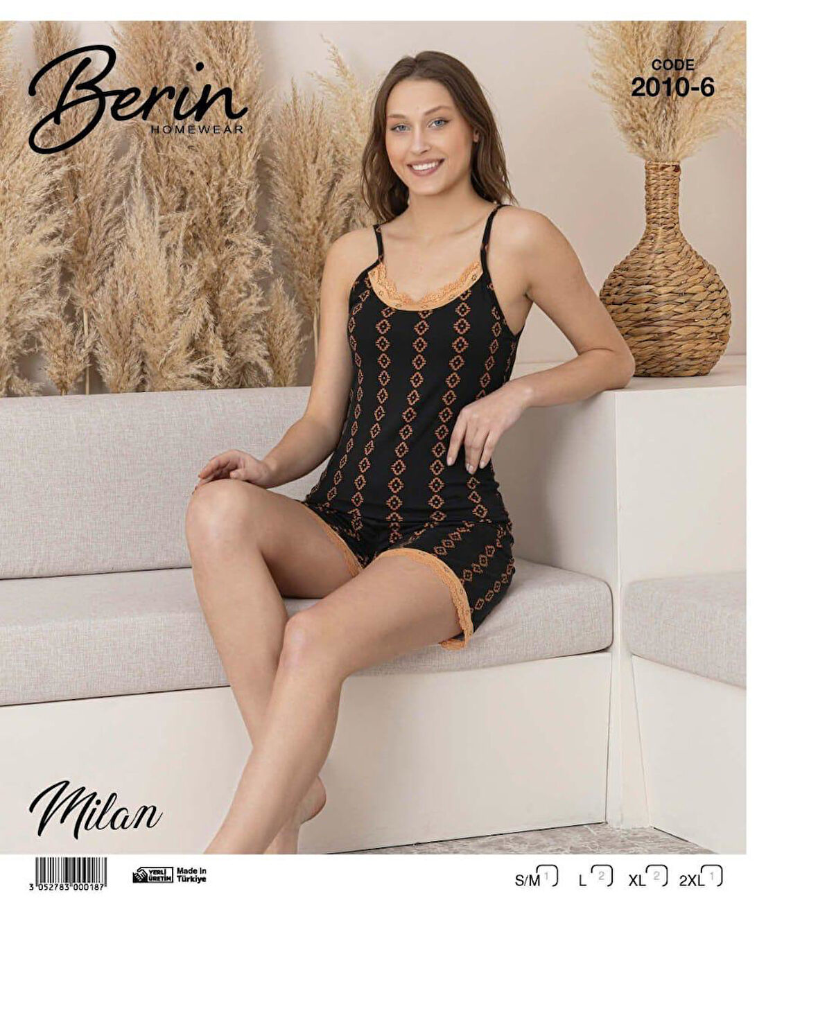 Berin Kadın Alt Üst Dantel Detaylı Şortlu Gecelik Takımı Bambu Milan Kumaş 2010
