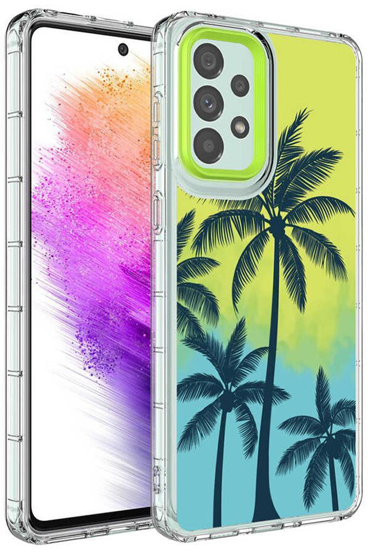 Galaxy A73 Kılıf Kamera Çıkıntılı Renkli Desenli Silikon