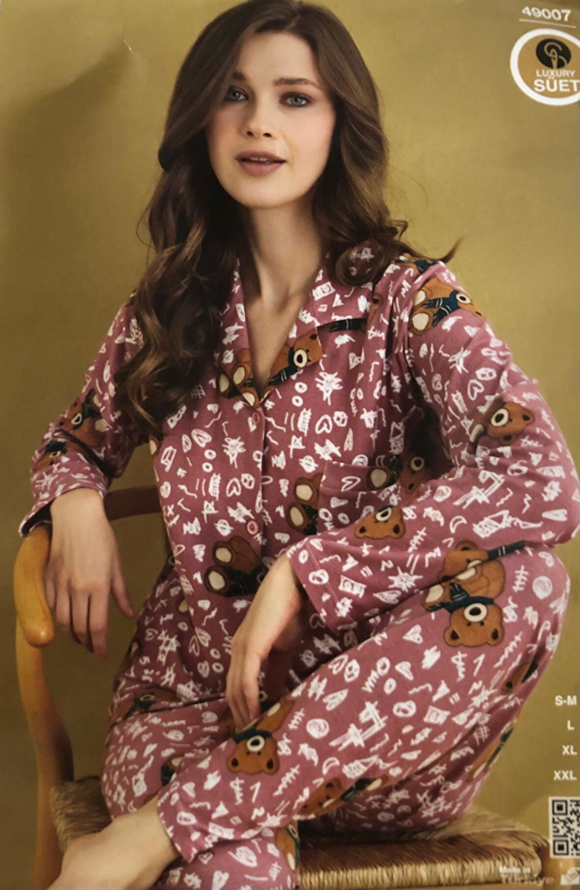 Çağrı Kadın Kışlık Süet Uzun Kollu Önü Düğmeli Yumuşak Dokulu Pijama Takımı