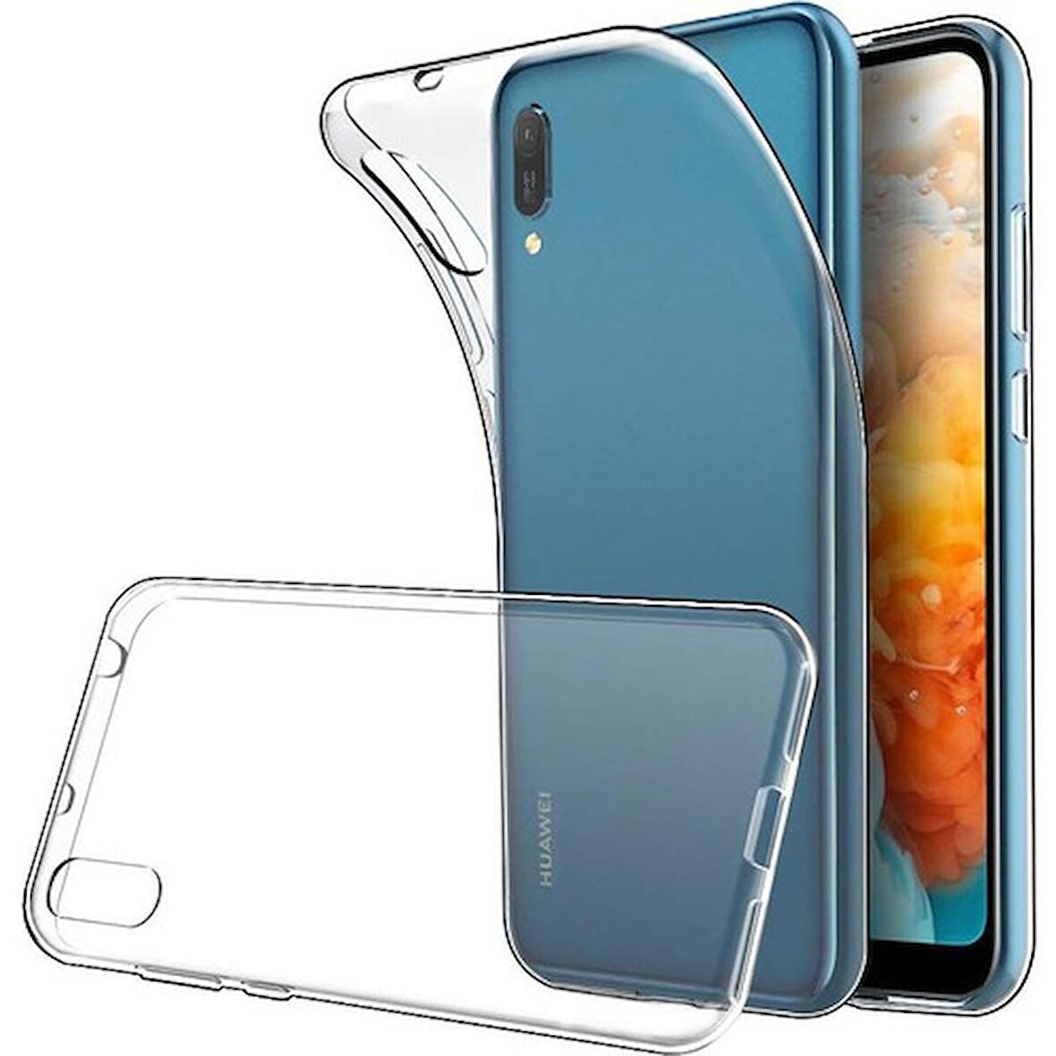 Huawei Y6S Kamera Korumalı Şeffaf Yumuşak Silikon