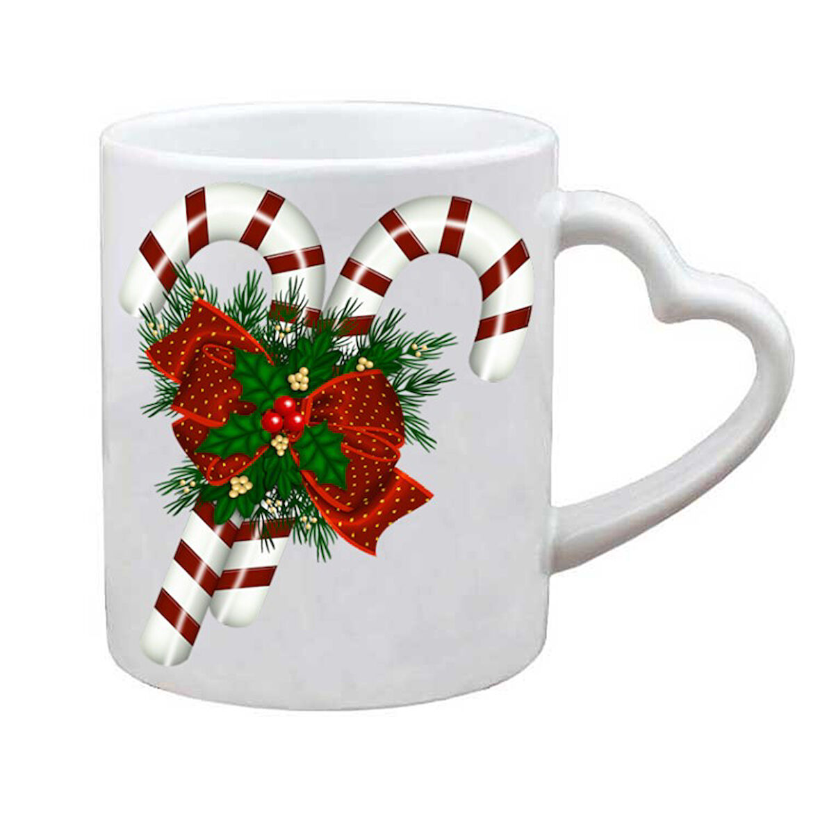 Kişiye Özel Yılbaşı Merry Christmas Yeni Yıl Kalp Kulplu Kupa Bardak