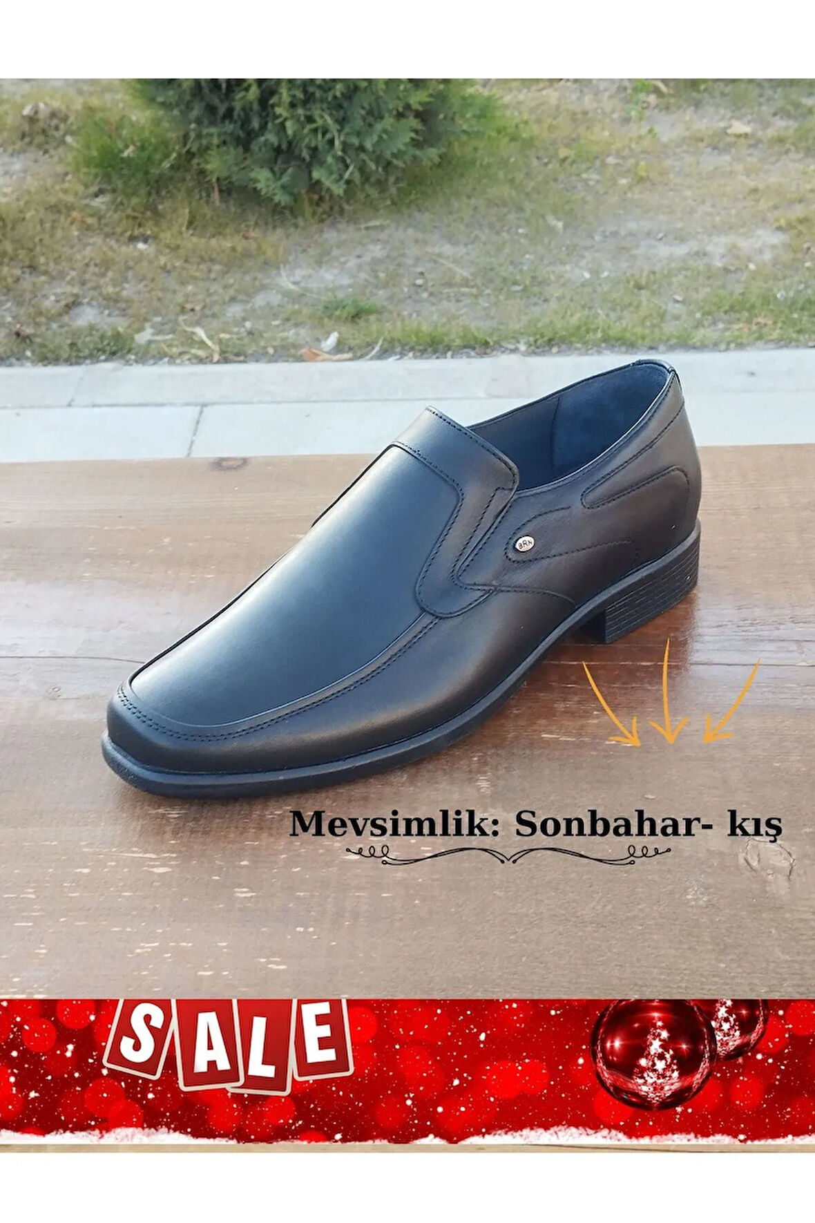 Erkek Mevsimlik Kundura: Sonbahar- Kış Hakiki Deri  Kauççuk Taban Bağcıksız