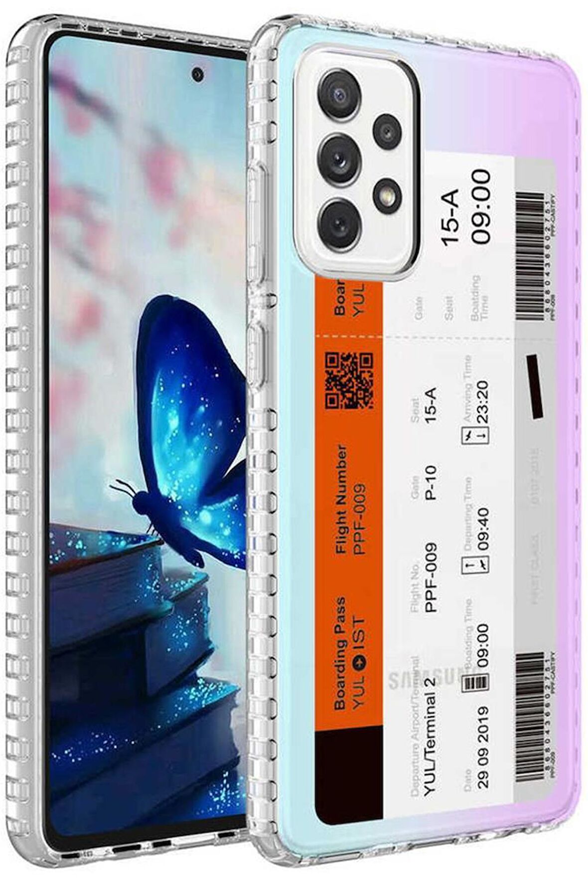 Galaxy A72 Kılıf Airbag Kenarlı Renkli Desenli Elegans Silikon