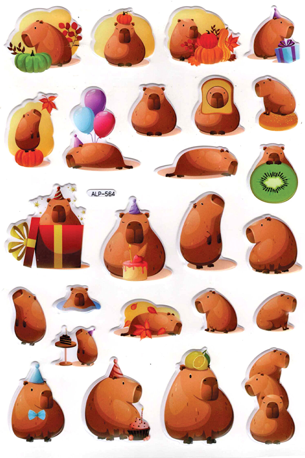 Sticker Kabartmalı A4 Boyutunda Stiker Defter, Planlayıcı Etiket-(lim564) - Capybara Sevimli