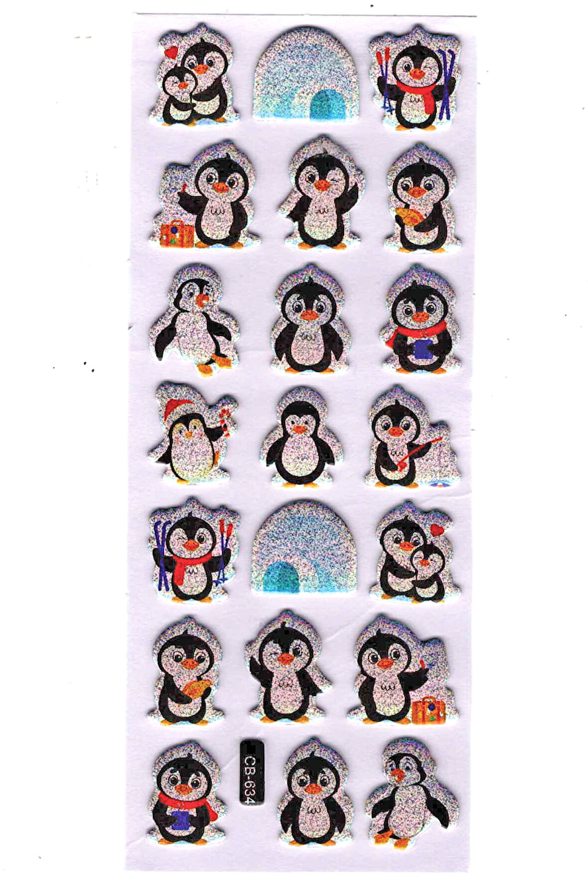 Sticker Kabartmalı Sticker Defter Planlayıcı Etiket (cb634) 16x7 cm- Sevimli Penguenler