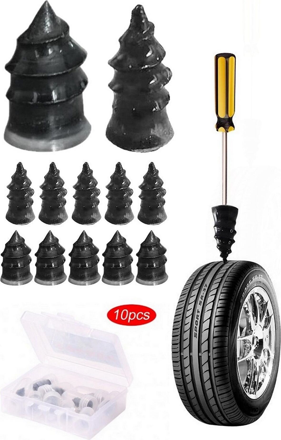 Lastik Tamir Kiti 10 Adet Kauçuk Çivi Parçaları Oto Kamyon Otobüsleri Motosiklet Tamir Seti Dublex