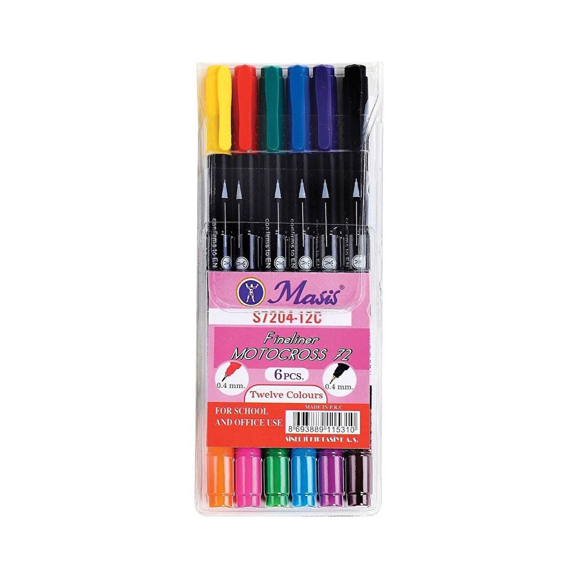 6 Renk Keçeli Kalem Soft Pen Masis Fineliner Softpen Kalem 6 Renk 0,4 mm 1 Paket