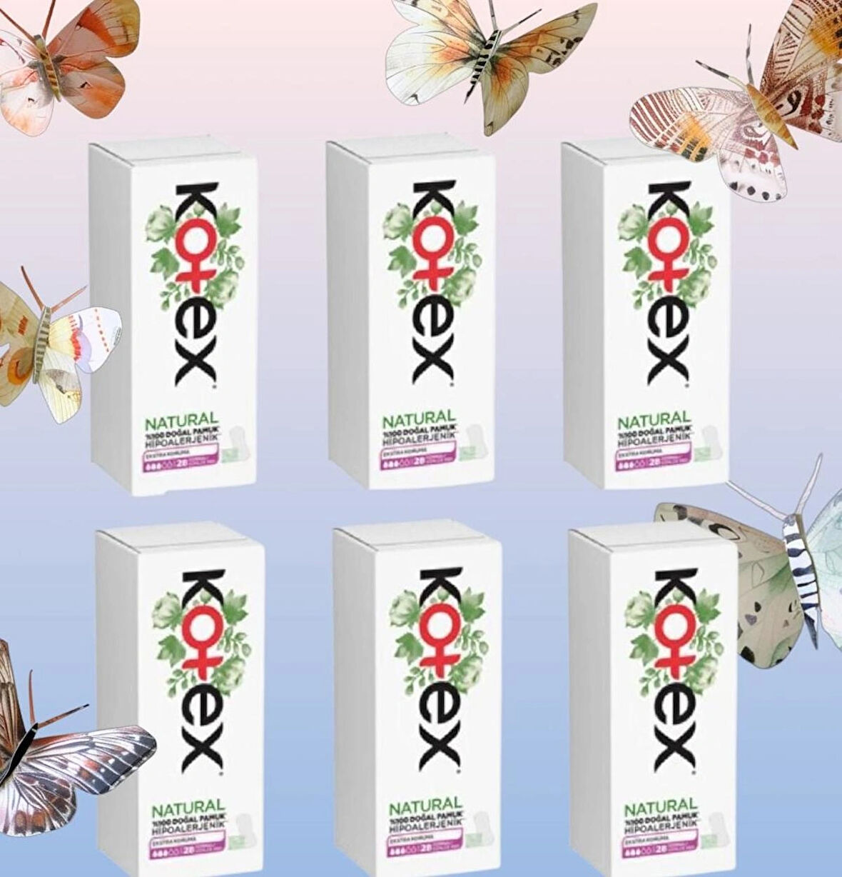 Kotex Natural Normal Günlük Ped 28'li %100 Pamuk Ped 6 Adet