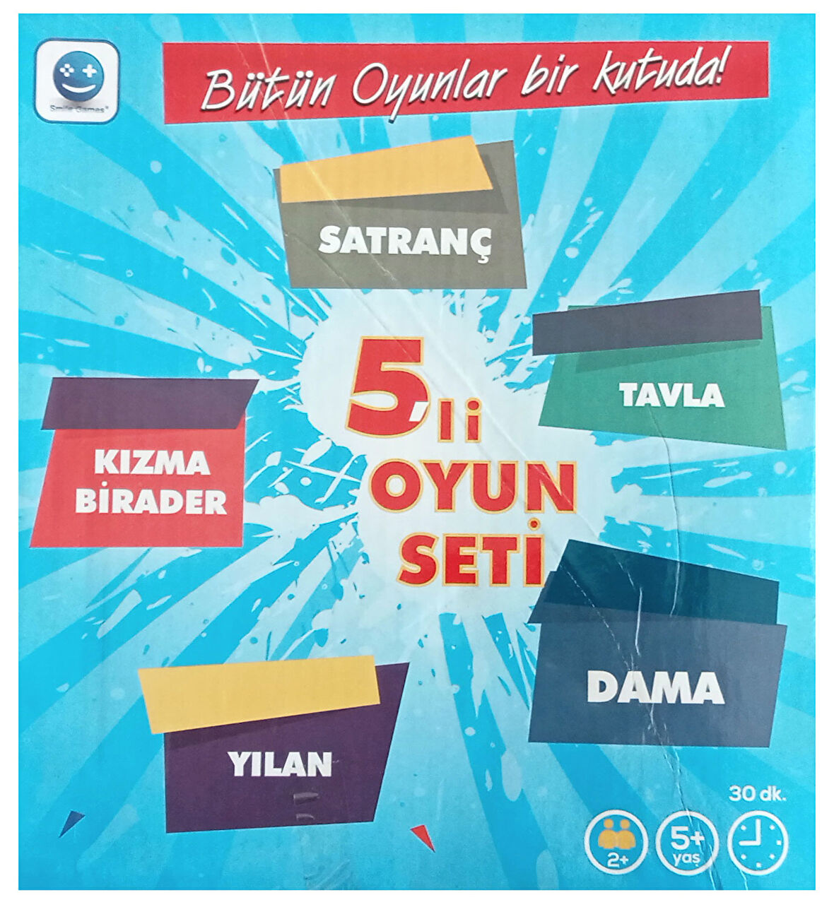 5 li Oyun Seti Yılan - Tavla - Dama - Satranç - Kızma Birader