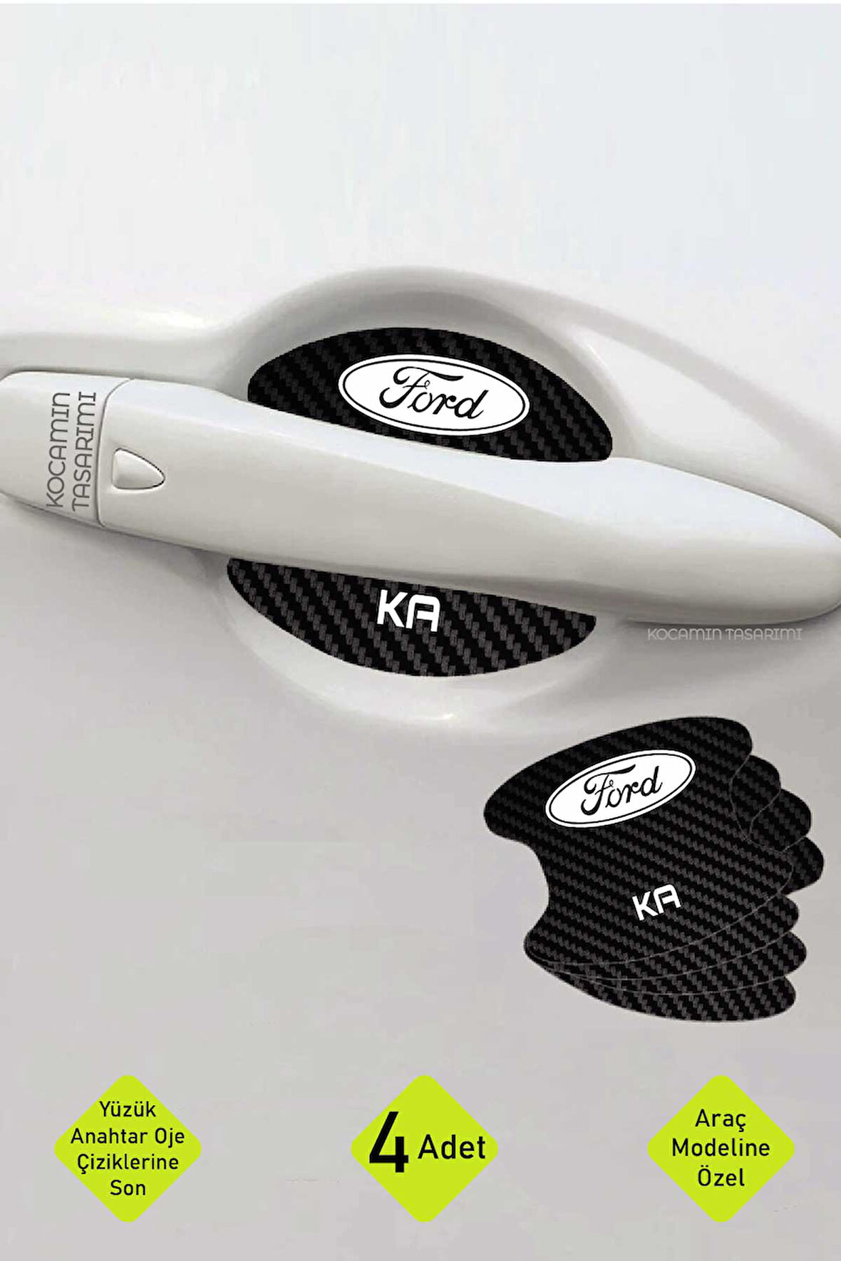 Ford Ka İç Kapı Çizik Önleyici Karbon Desenli Şık ve Koruyucu Folyo Seti Ka Yazılı