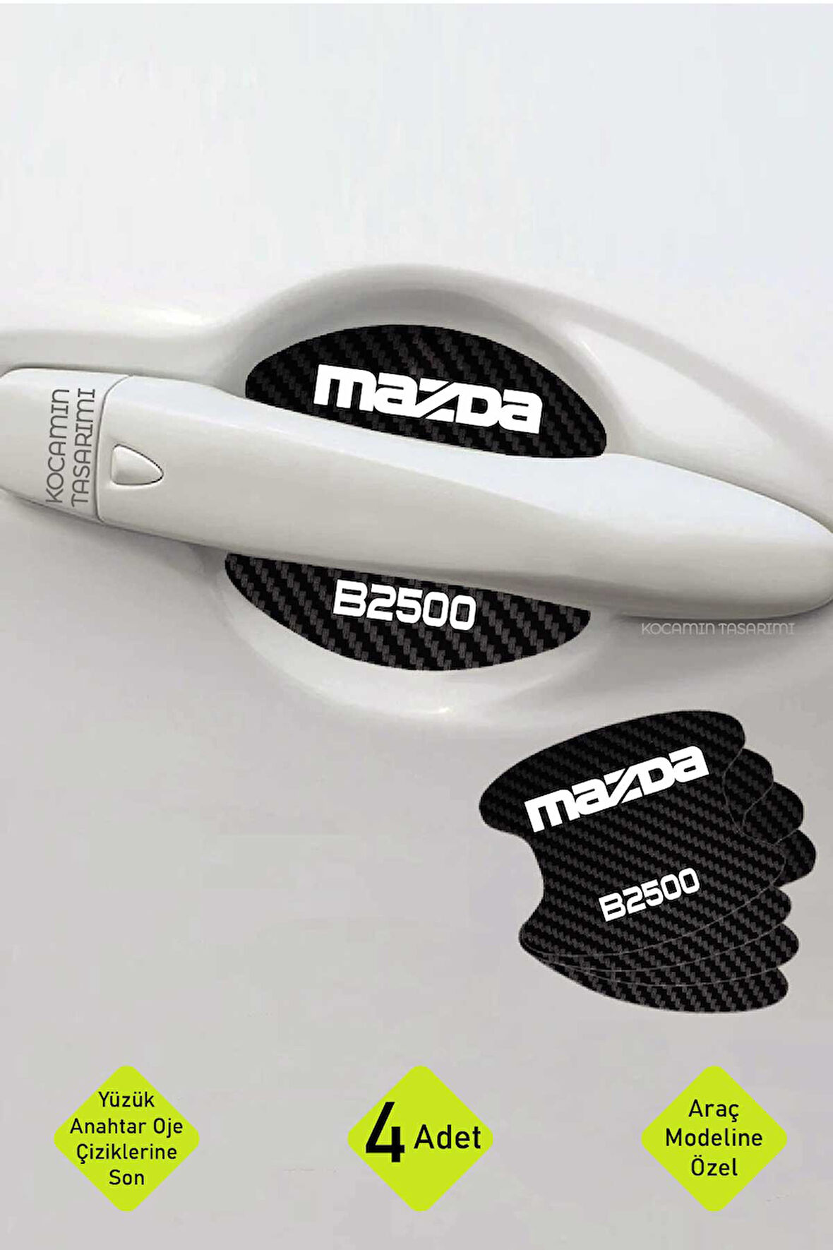 Mazda B2500 Modeli İçin Karbon Desenli Kapı İçi Çizik Koruyucu 4 Parçalı Folyo Takımı B2500 Yazılı