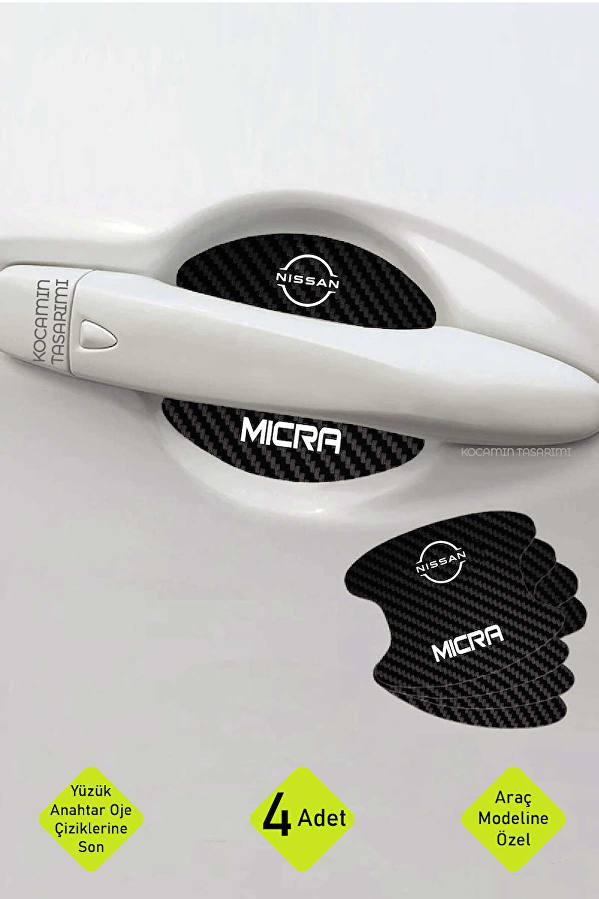Nissan Micra İç Kapı Kollarına Özel Karbon Çizik Önleyici Folyo ile Şıklık ve Koruma Micra Yazılı