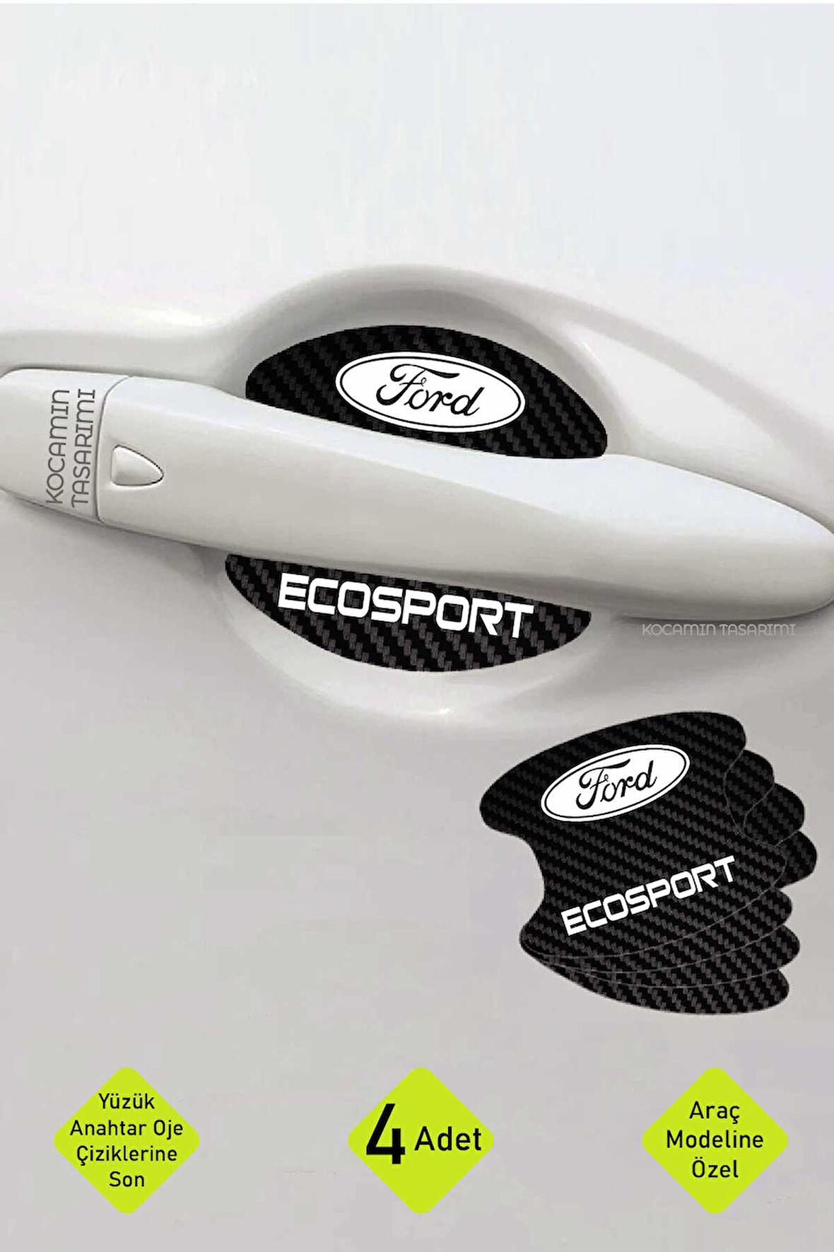 Ford EcoSport Modeline Özel 4 Parçalı Karbon Çizik Koruyucu Kapı İçi Folyo Seti EcoSport Yazılı