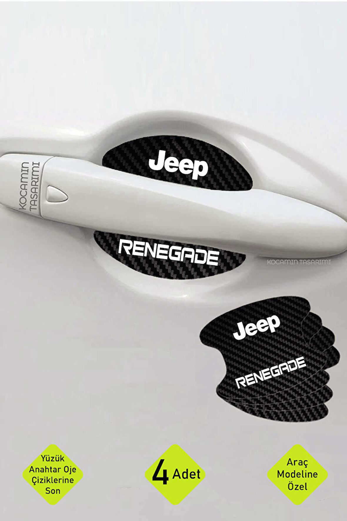 Jeep Renegade İçin Özel Tasarım Karbon Kaplama Kapı İçi Çizik Önleyici Şık Folyo Seti Renegade Yazılı