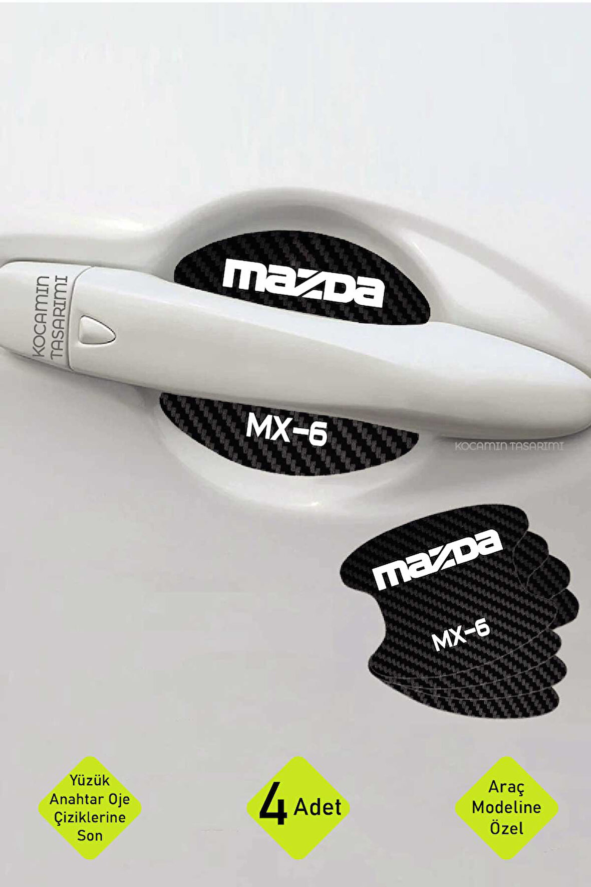 Mazda MX-6 Kapı İçi Çukur Bölgeleri İçin Karbon Desenli Çizik Koruma Folyo Takımı MX-6 Yazılı