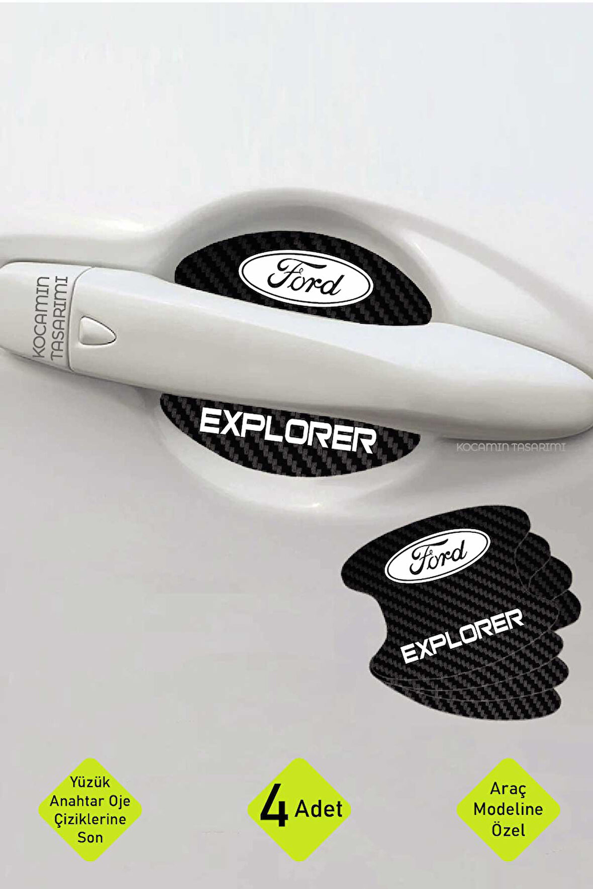 Ford Explorer Modeline Uygun Karbon Çizik Önleyici Kapı İçi Koruma ve Şıklık Takımı Explorer Yazılı