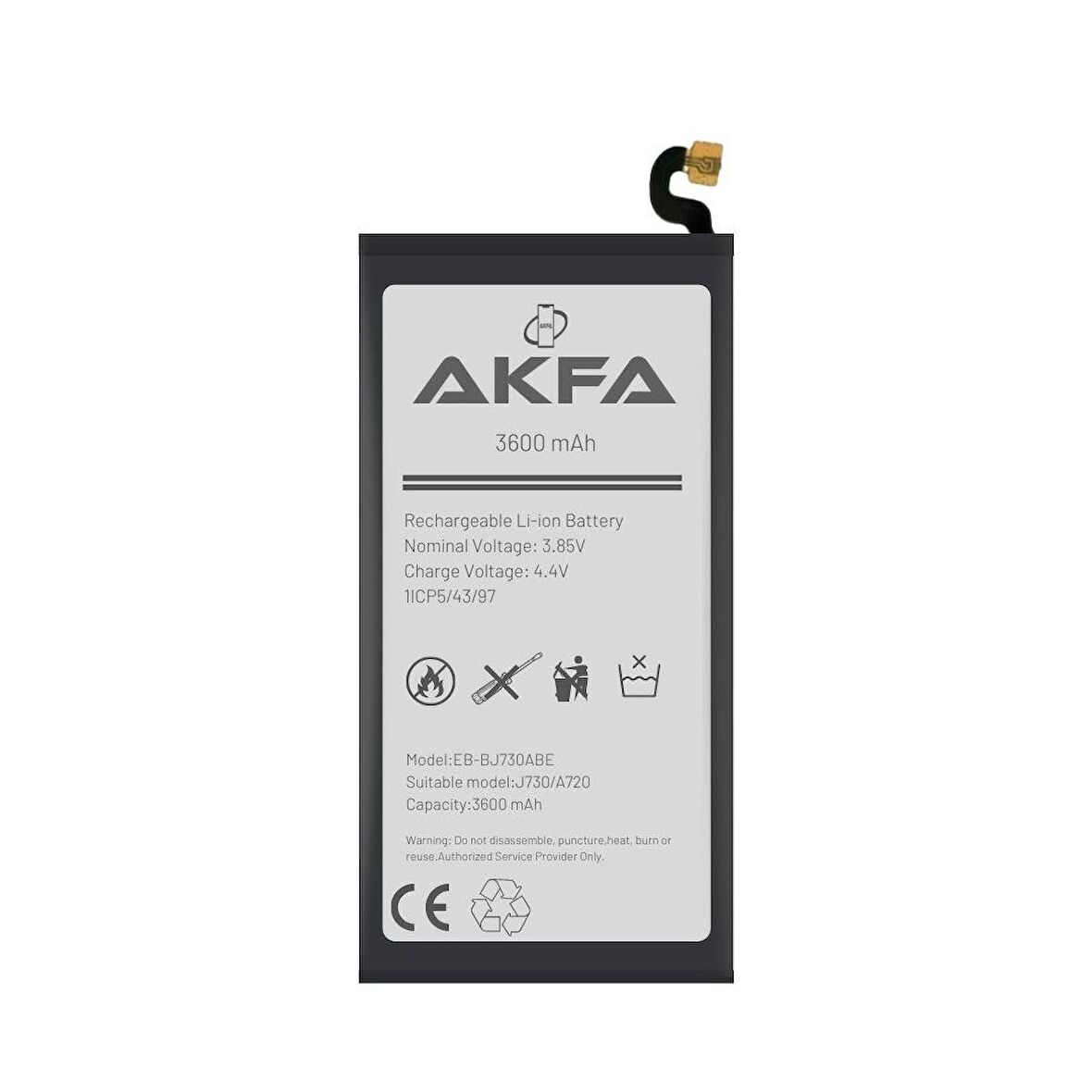 Samsung Galaxy A7 2017 A720 Akfa Batarya + Ekran Koruyucu Hediyeli