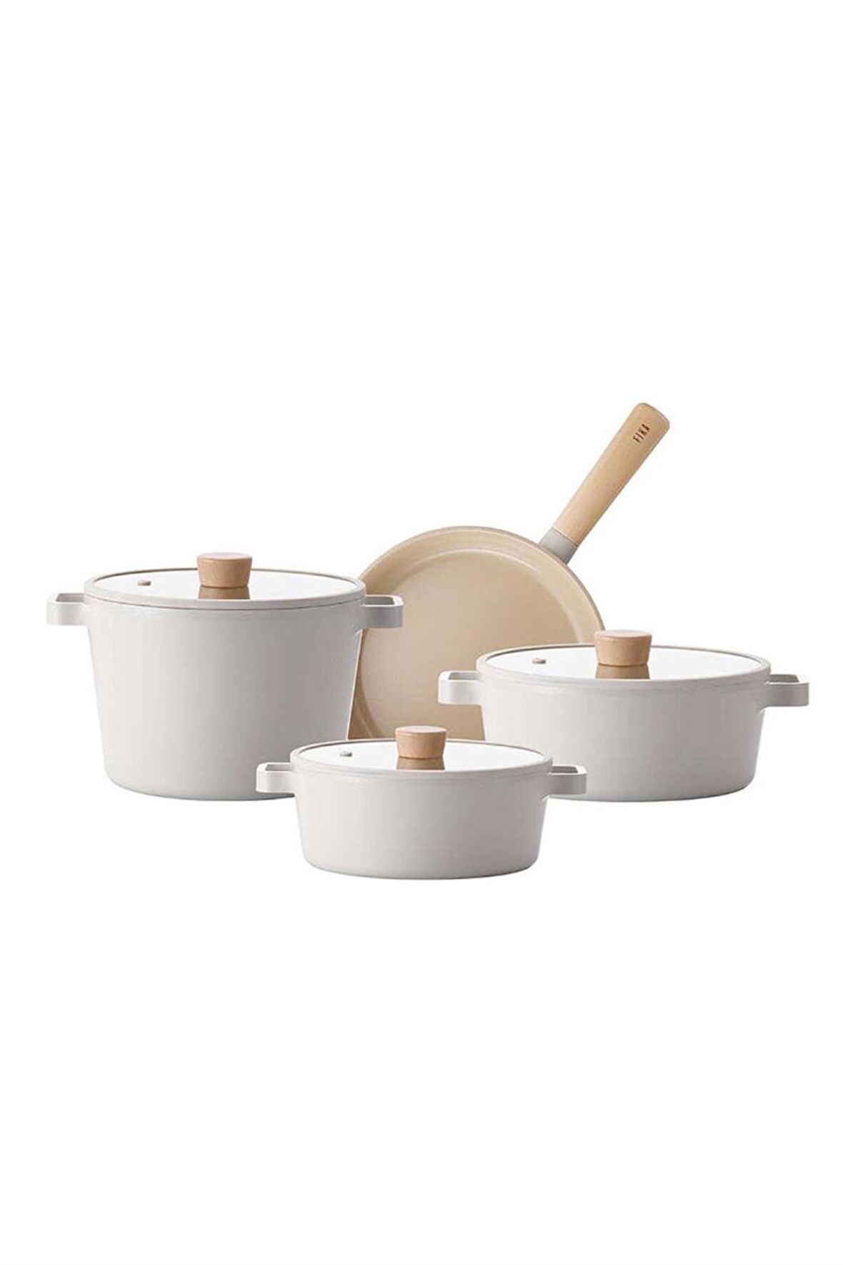 Neoflam Fika 7 Parça Tencere Tava Seti Bej