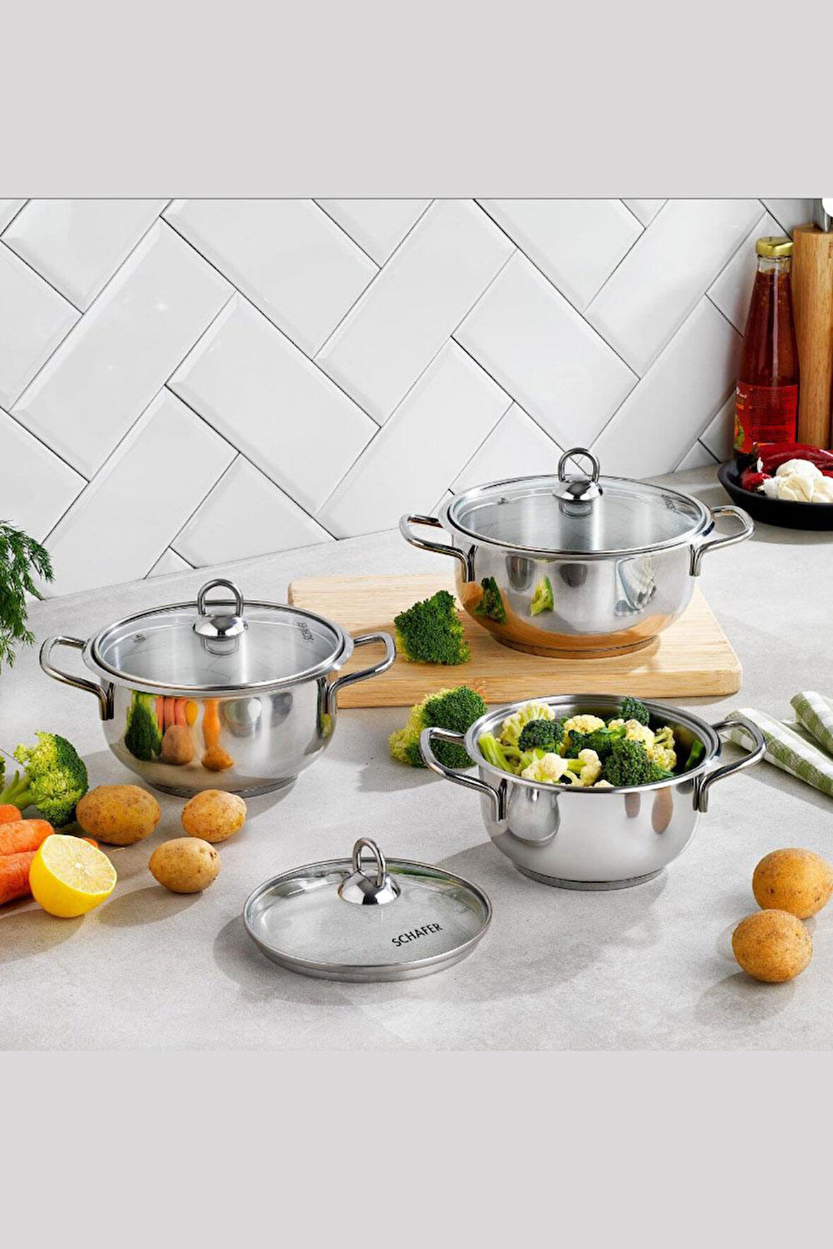 Schafer Gustava Kapaklı Güveç Set-6 Parça -Inox