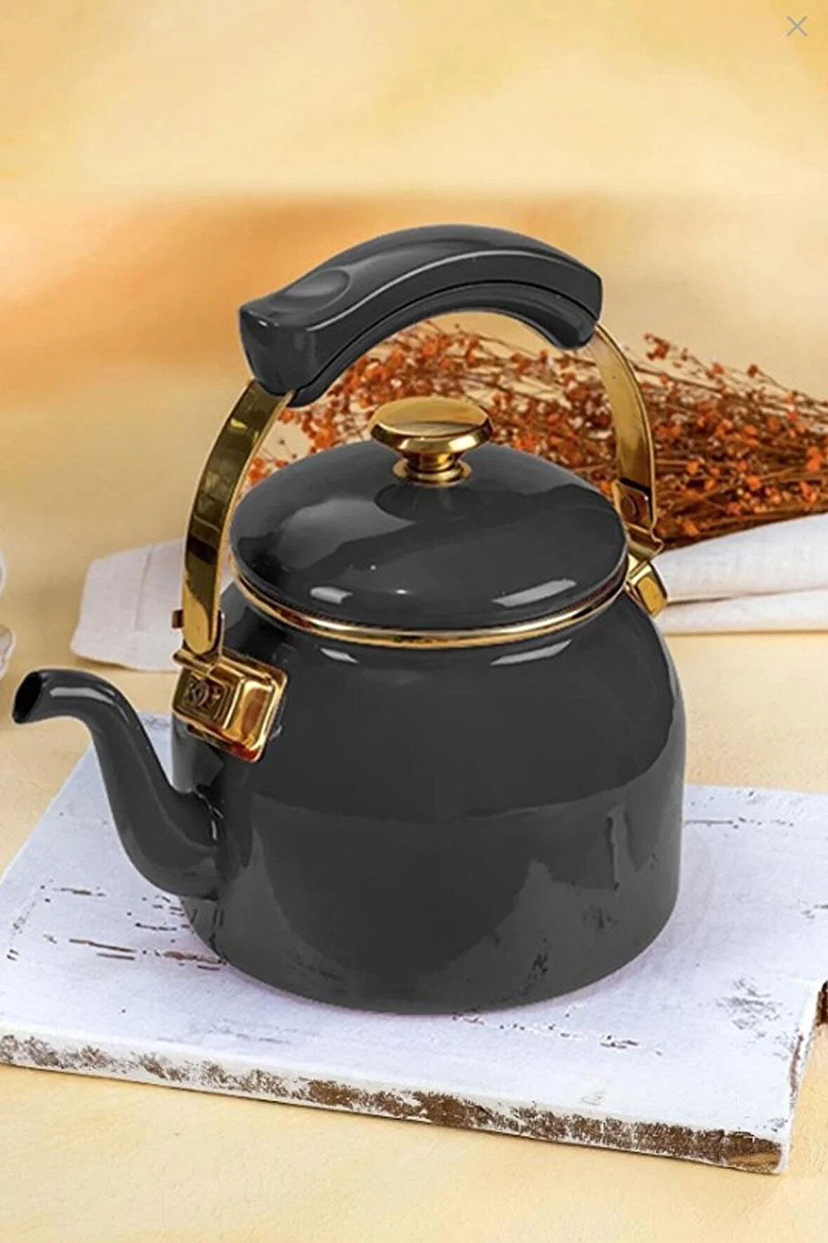 Acar Qualita Emaye Fit Gri Demlik - 2250 ml