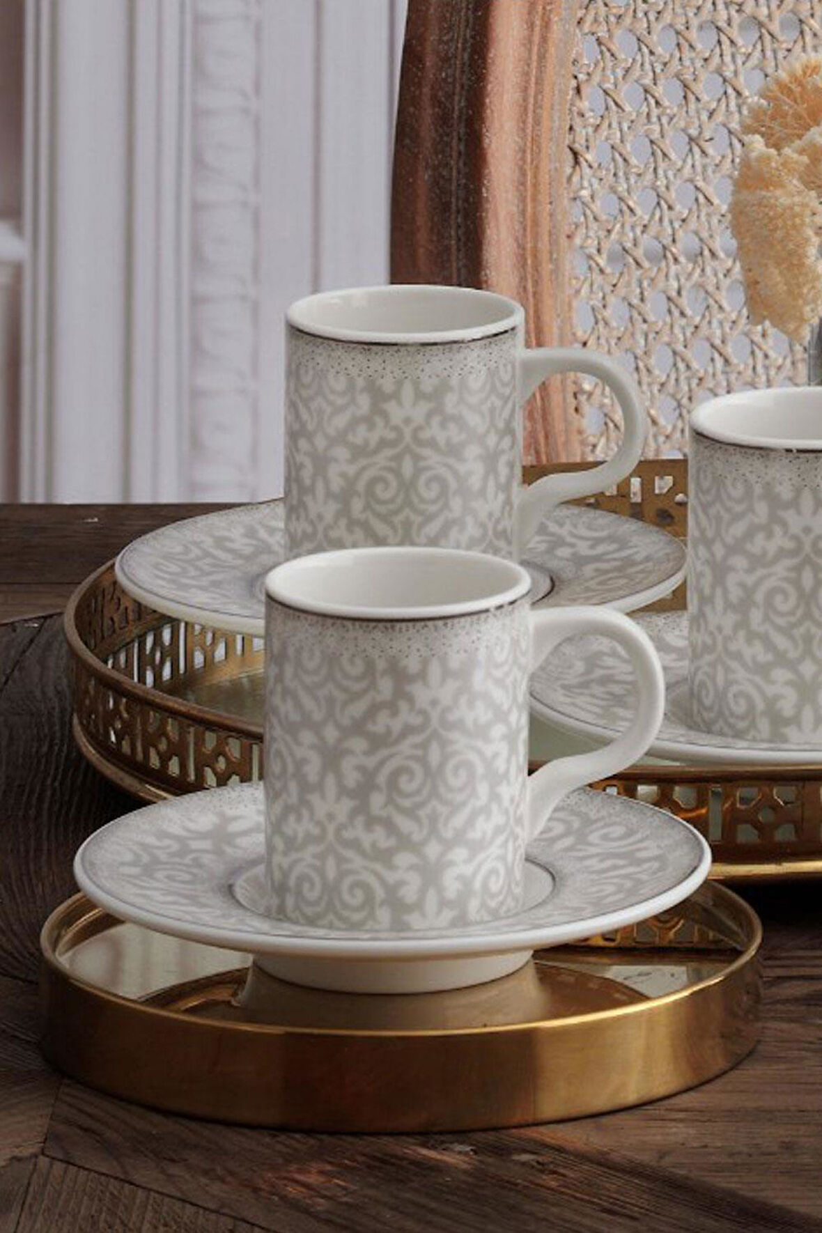 Güral Porselen Camelia 6 Kişilik 12 Parça Kahve Fincan Takımı 100 cc