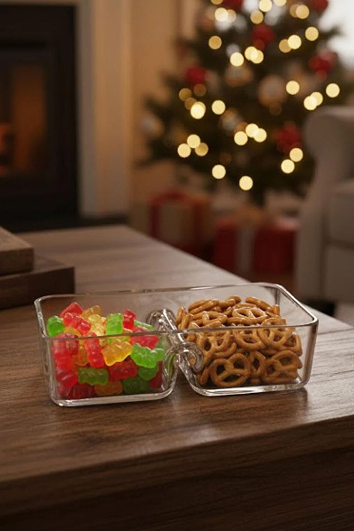 Paşabahçe El imalatı Kristal 2 bölmeli Dikdörtgen Derin Kase 218917 18839