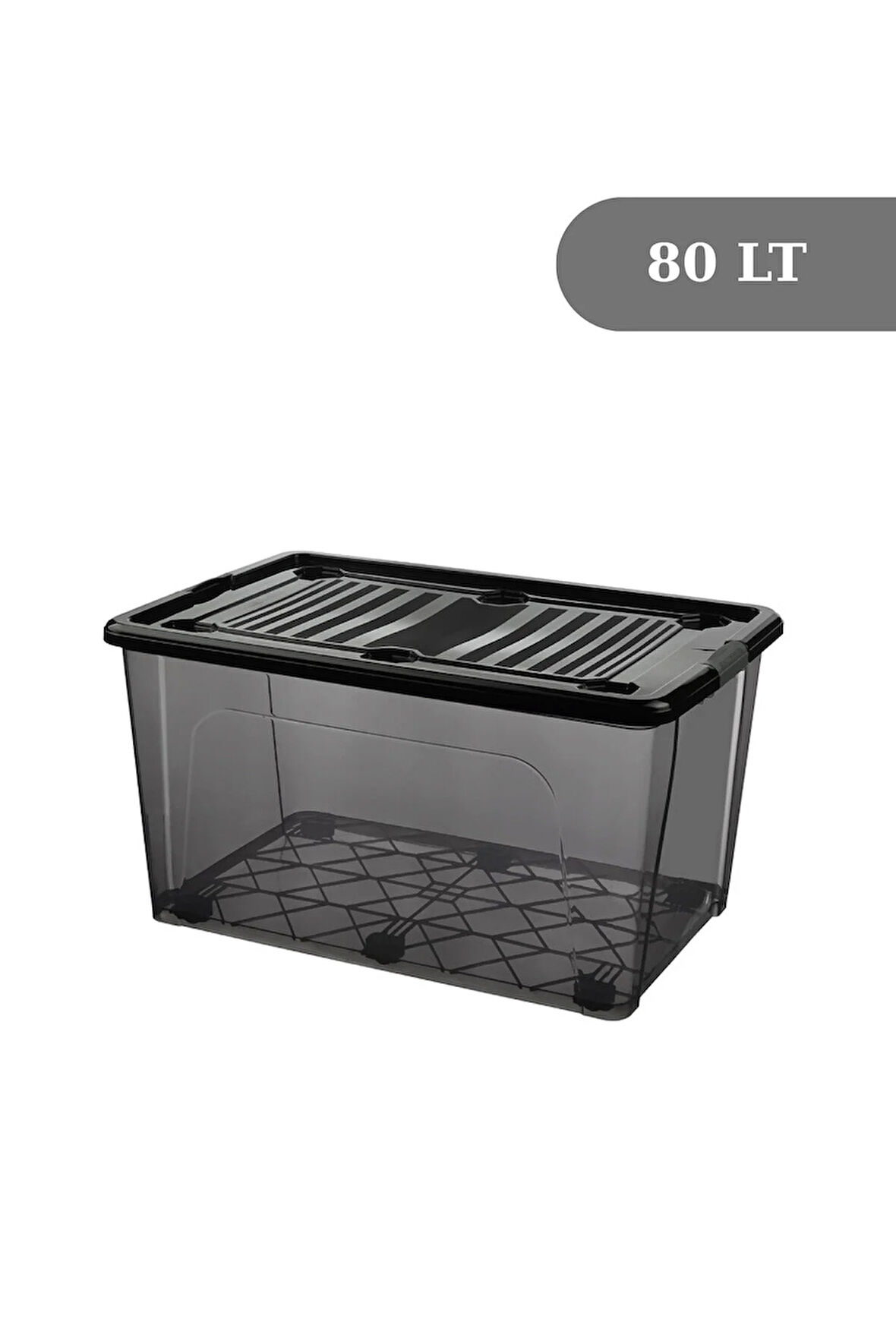 80 LT Tekerlekli Saklama Kutusu Kilitli, Gıda Temasına Uygun, Antrasit Depolama Kutusu