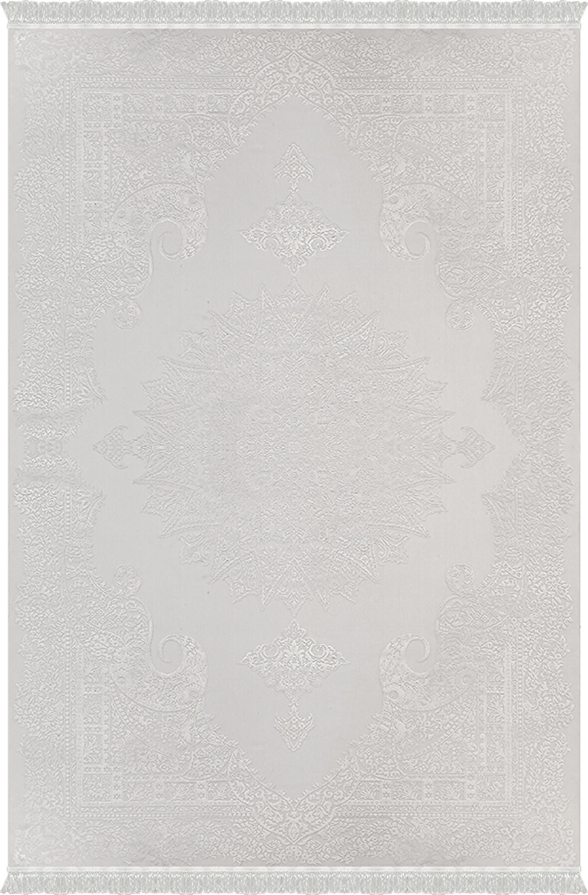 Deluxe Koleksiyonu Viskon Akrilik Dokuma Lüks Saçaklı Halı 6502 Krem