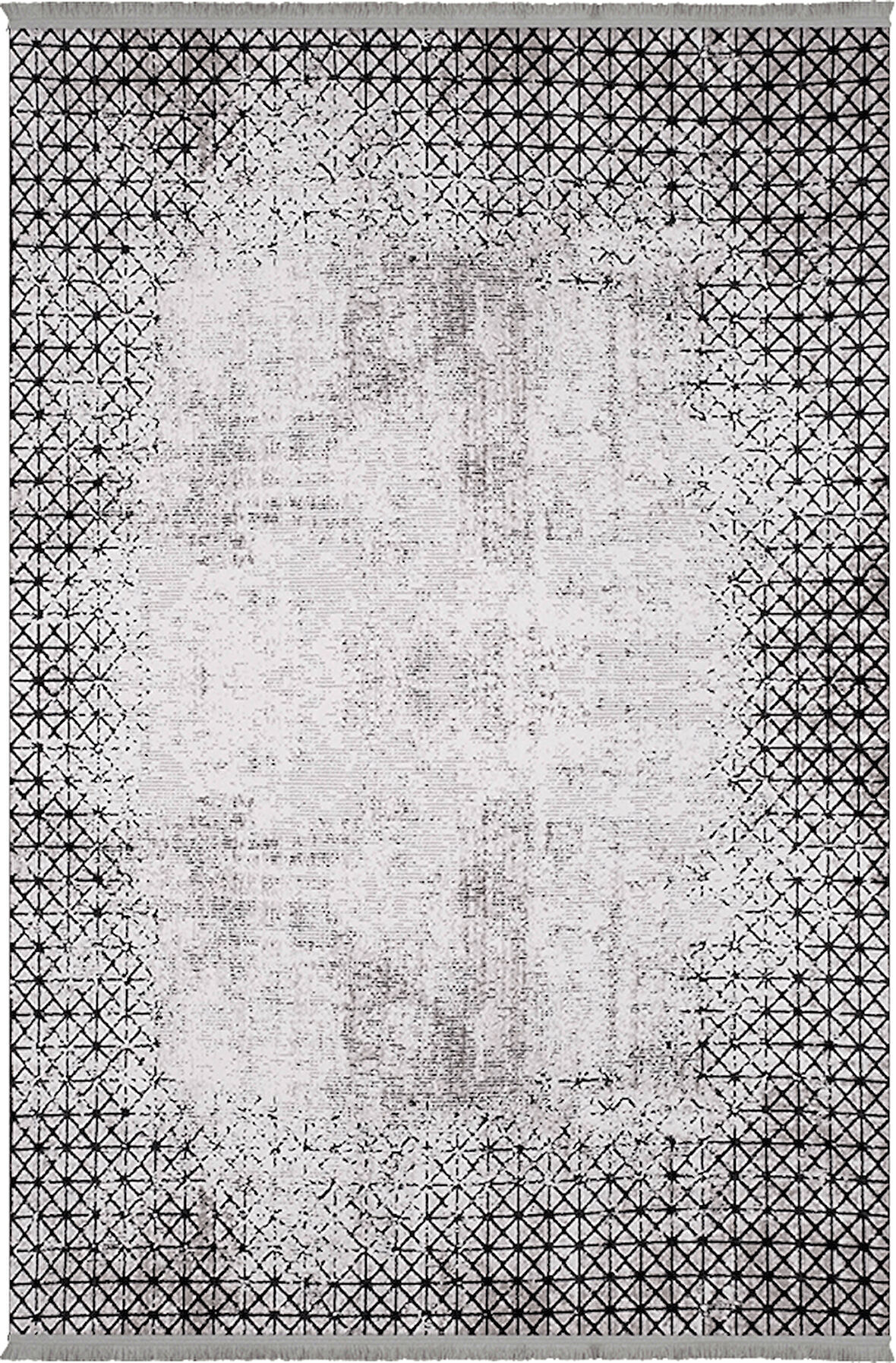 Bamboo Dark Koleksiyonu Akrilik Dokuma Saçaklı Halı 1505 Siyah