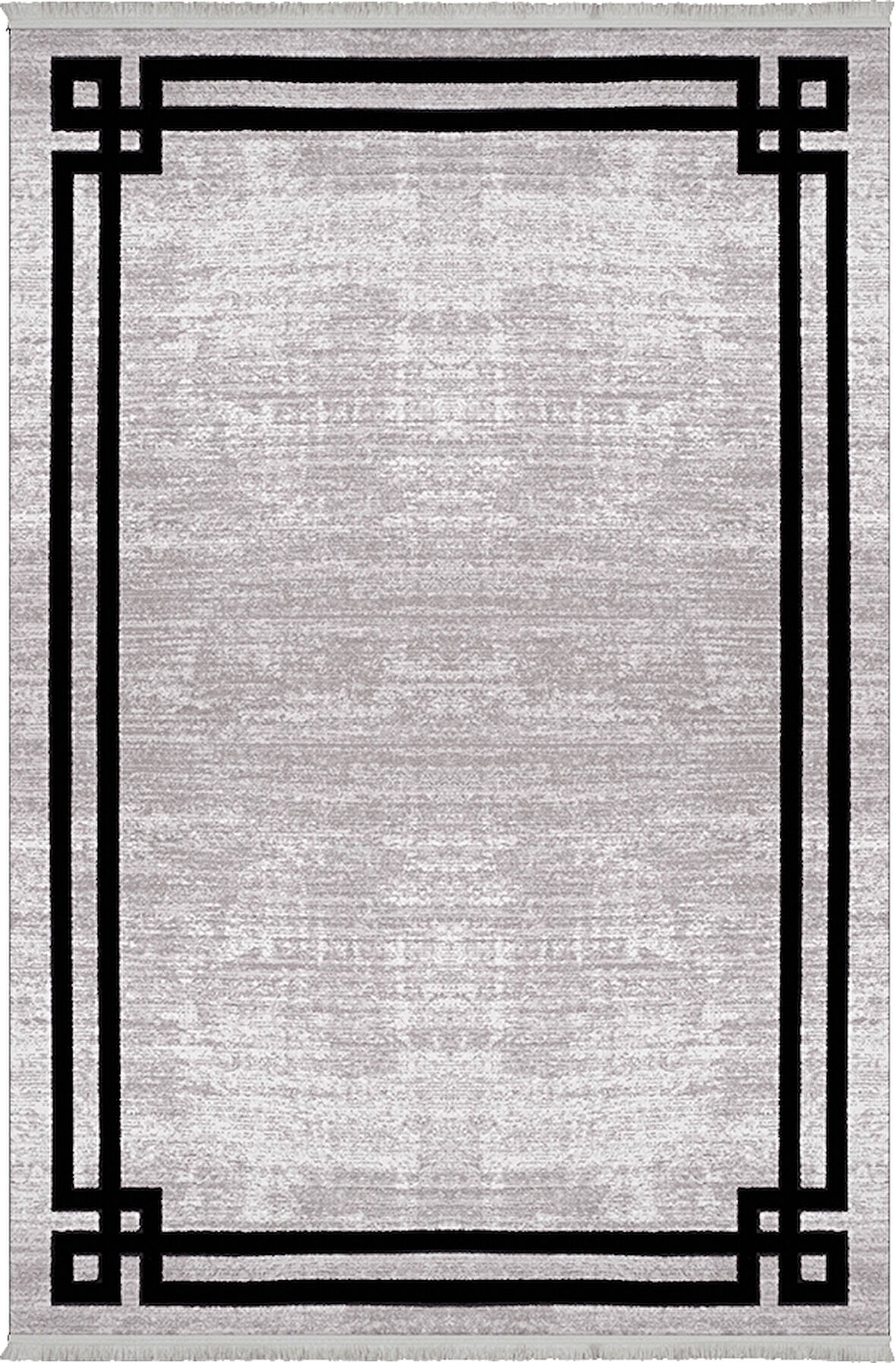 Bamboo Dark Koleksiyonu Akrilik Dokuma Saçaklı Halı 1507 Siyah