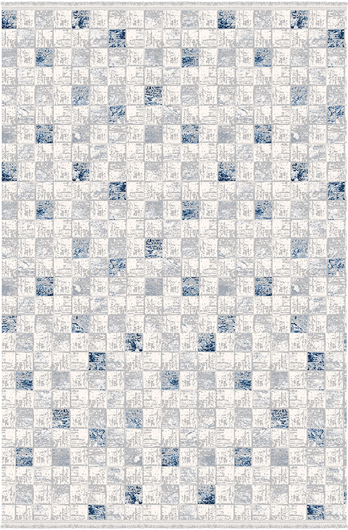 Rustik Koleksiyonu Akrilik Dokuma Saçaklı Halı 3214 Mavi