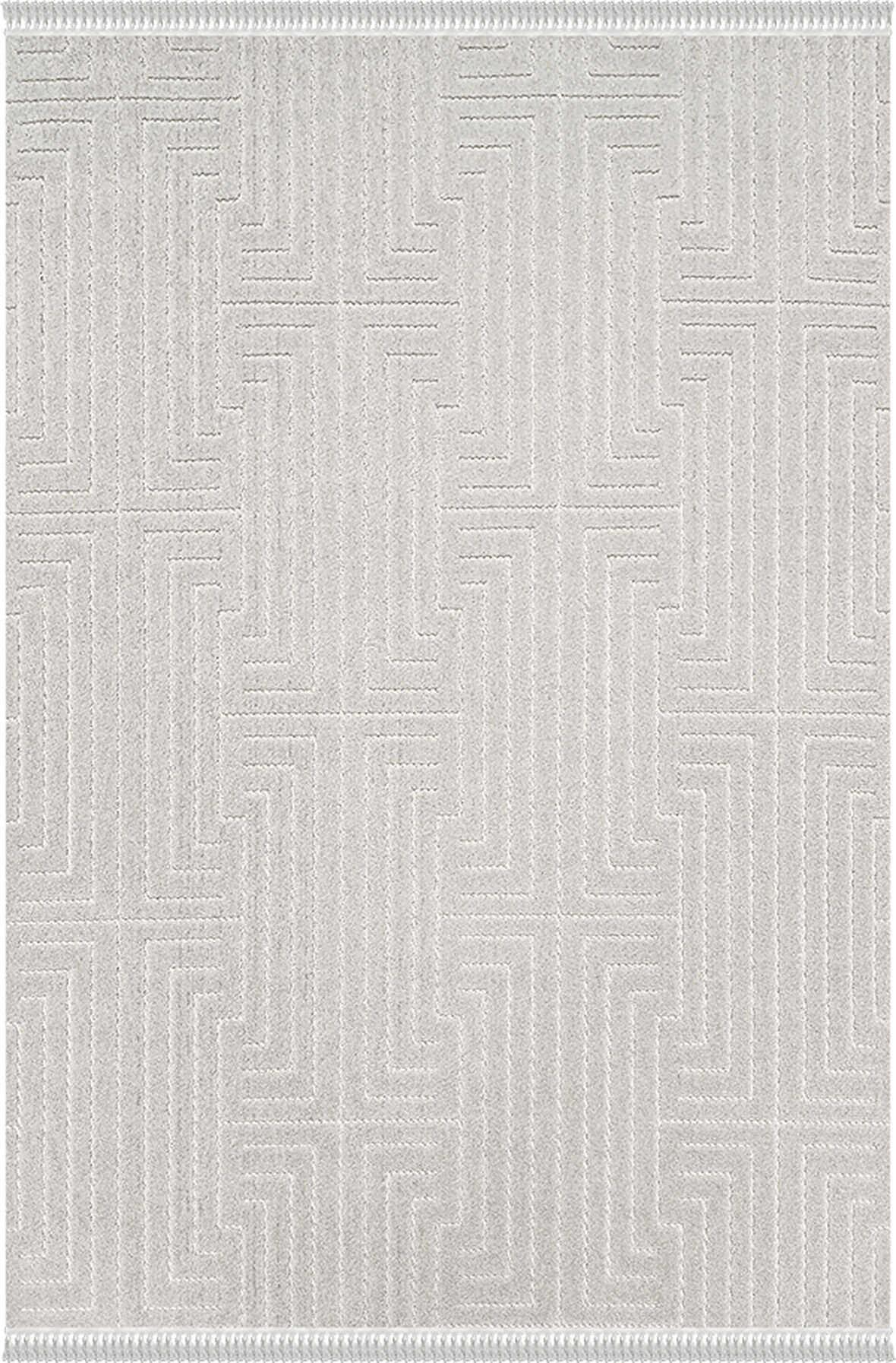 Mudo Koleksiyonu Dekoratif Modern Saçaklı Halı 8755 Gri