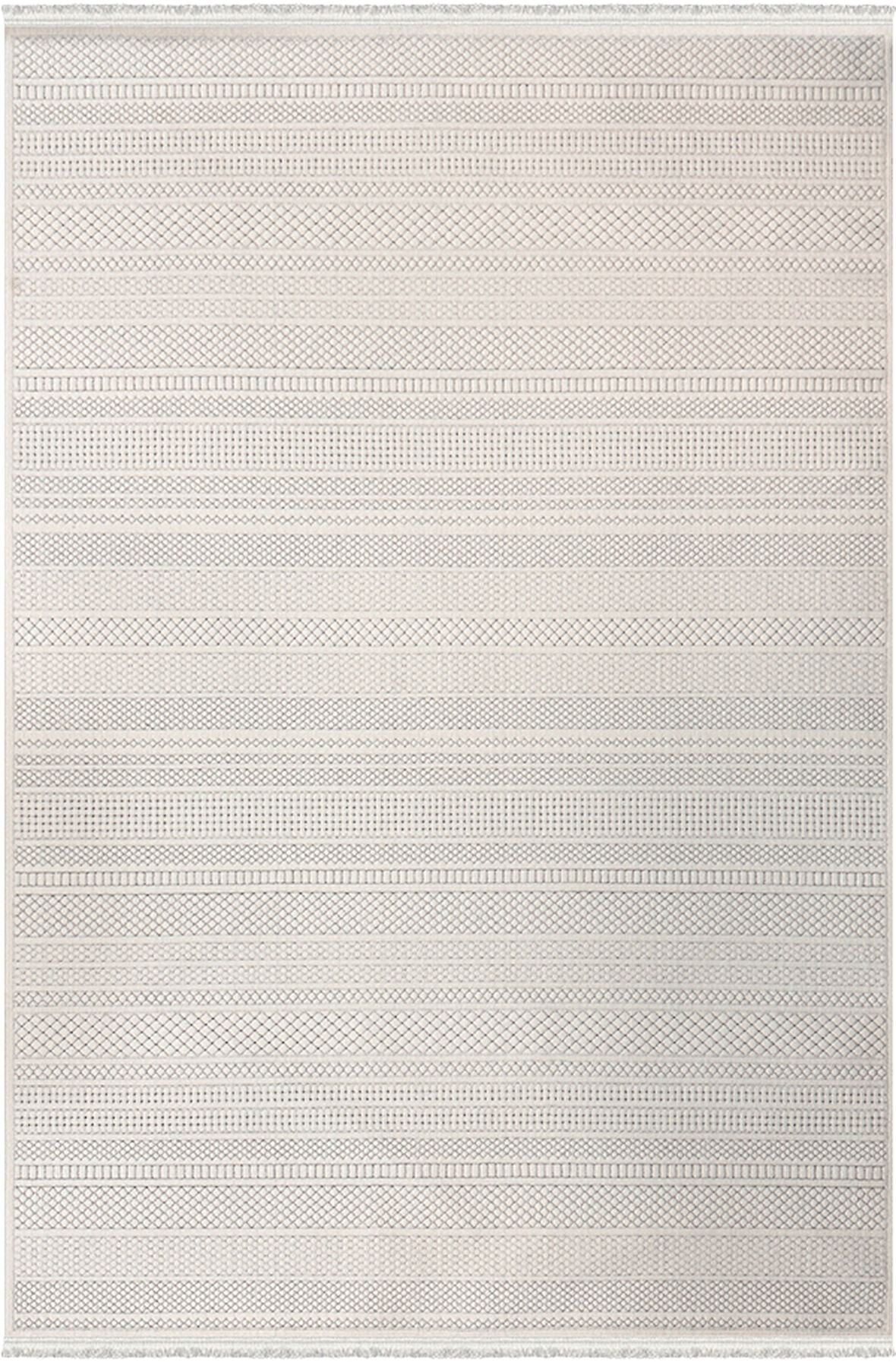 Lavina Koleksiyonu Dekoratif Modern Saçaklı Halı 8601 Krem