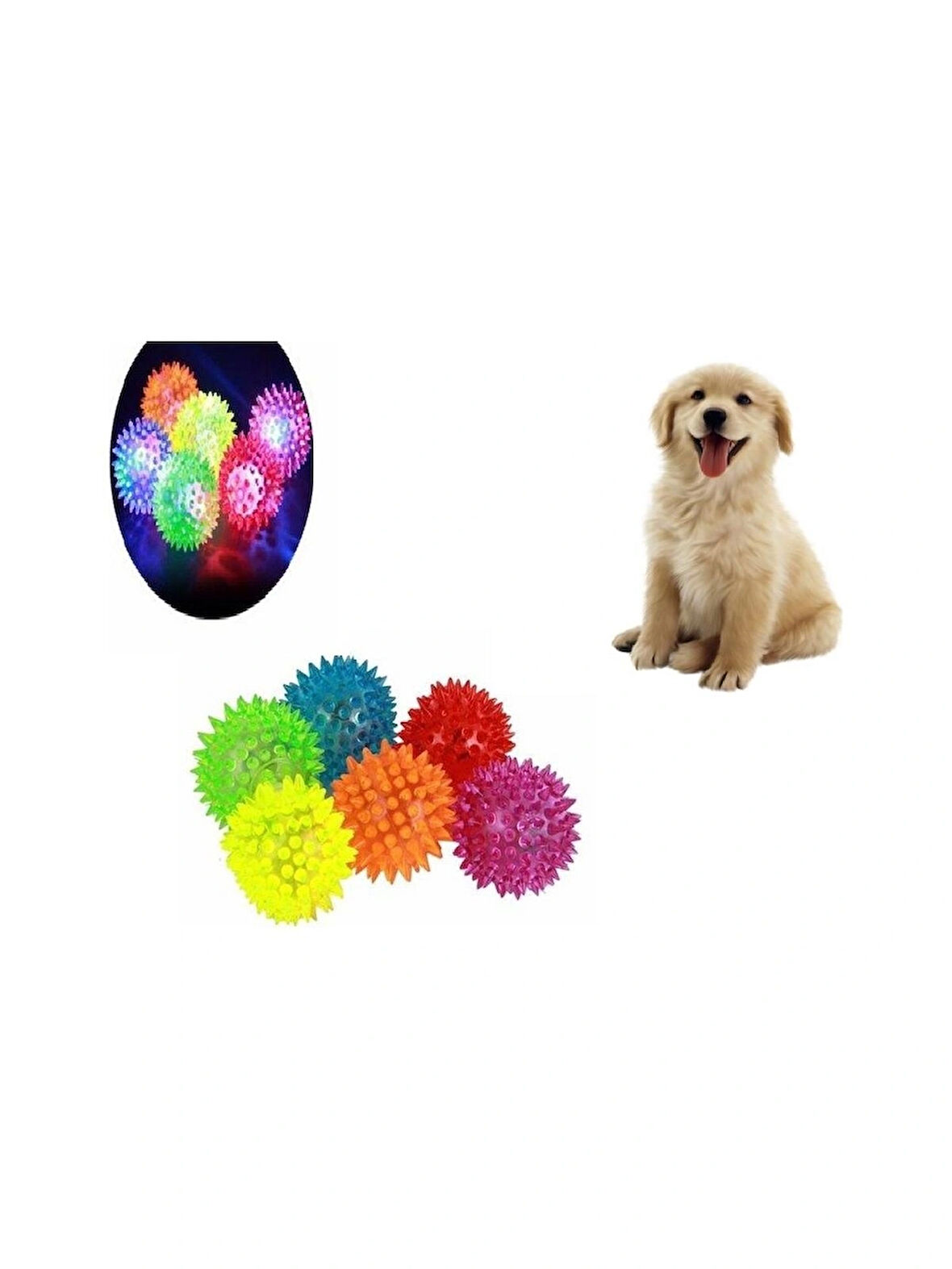 Sesli Ve Işıklı Top Kedi Köpek Oyuncağı (6 CM)