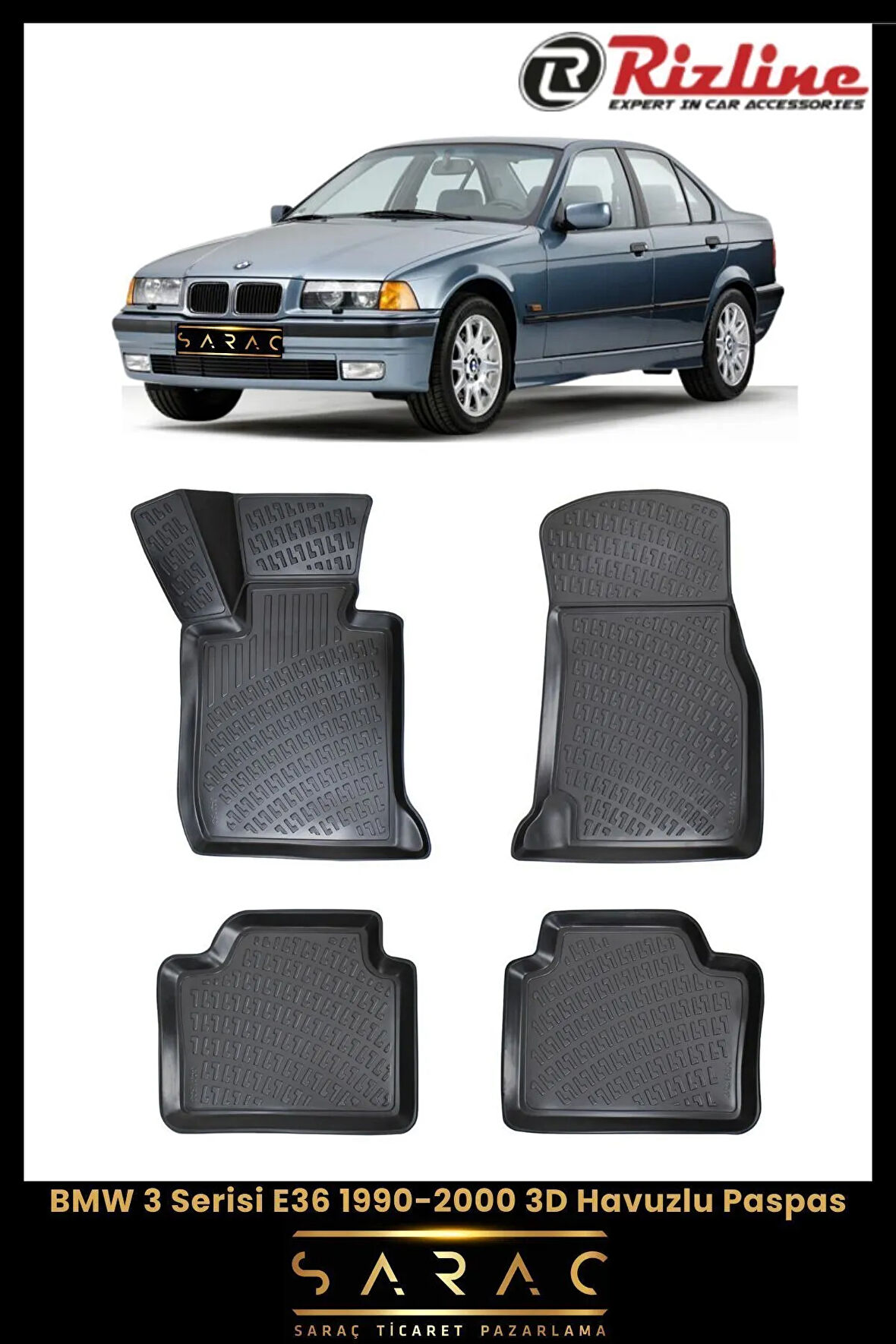 Rizline BMW 3 Serisi E36 1997 Model 3D Havuzlu Paspas