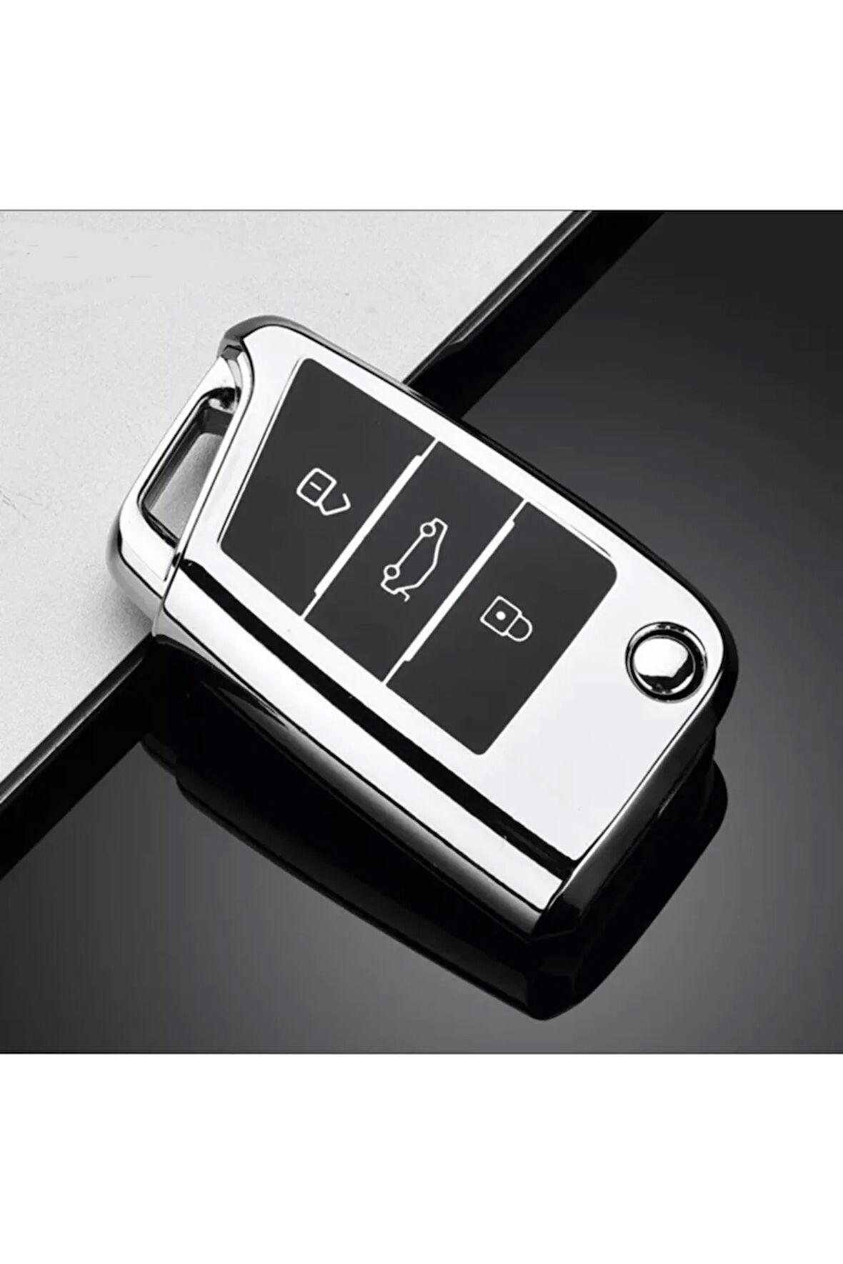 Seat Ateca Parlak Anahtar Kılıfı Gümüş Renk