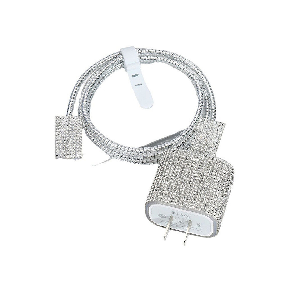 Işıltılı Taşlı Lüx Şarj Aleti Koruyucu 4in1 Set